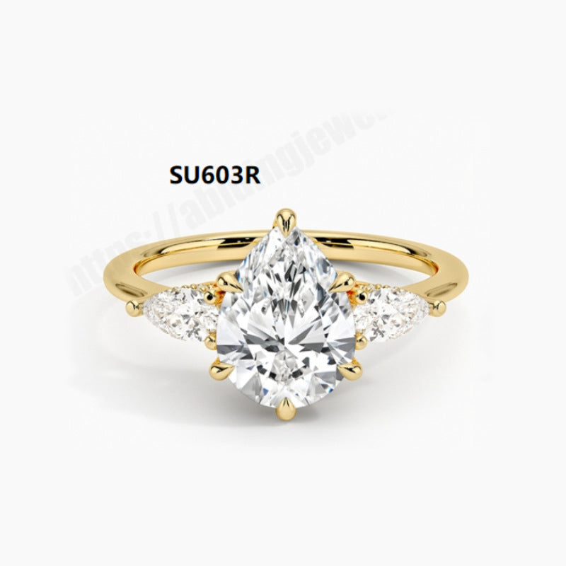 Light Luxury High-End Sense18k Gold Platinum Ring Inlaid with Moissanite1Carat Wedding Ring9/10/14k Gold Ring Setting