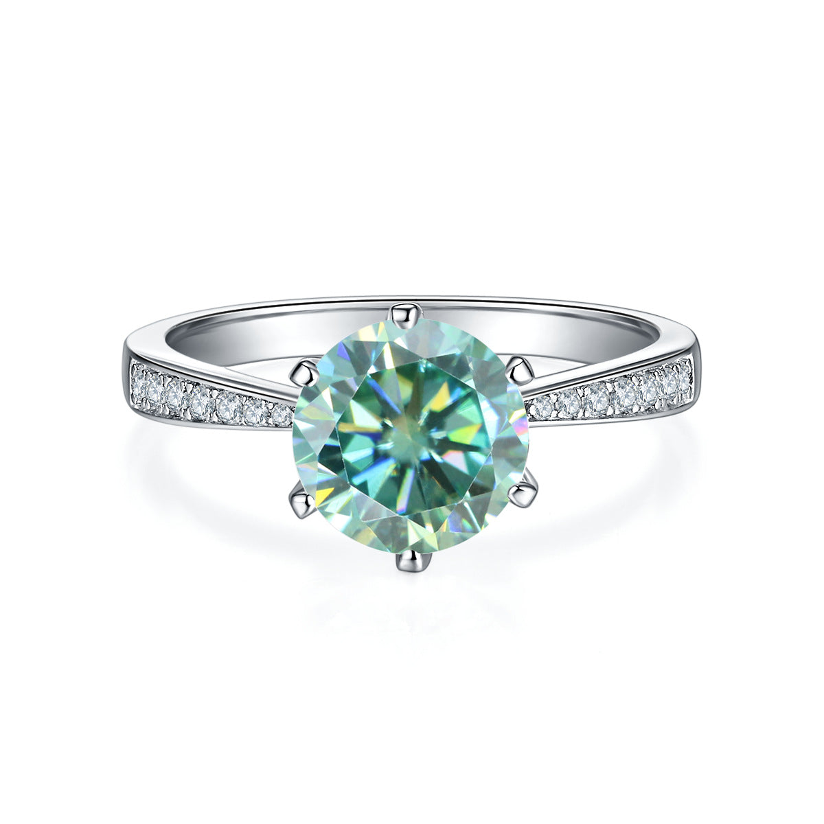 Green Moissanite1Carat Dynamic Ring Set GRA Certificate of Light Luxury Fashion s925Silver Gemstone Ring