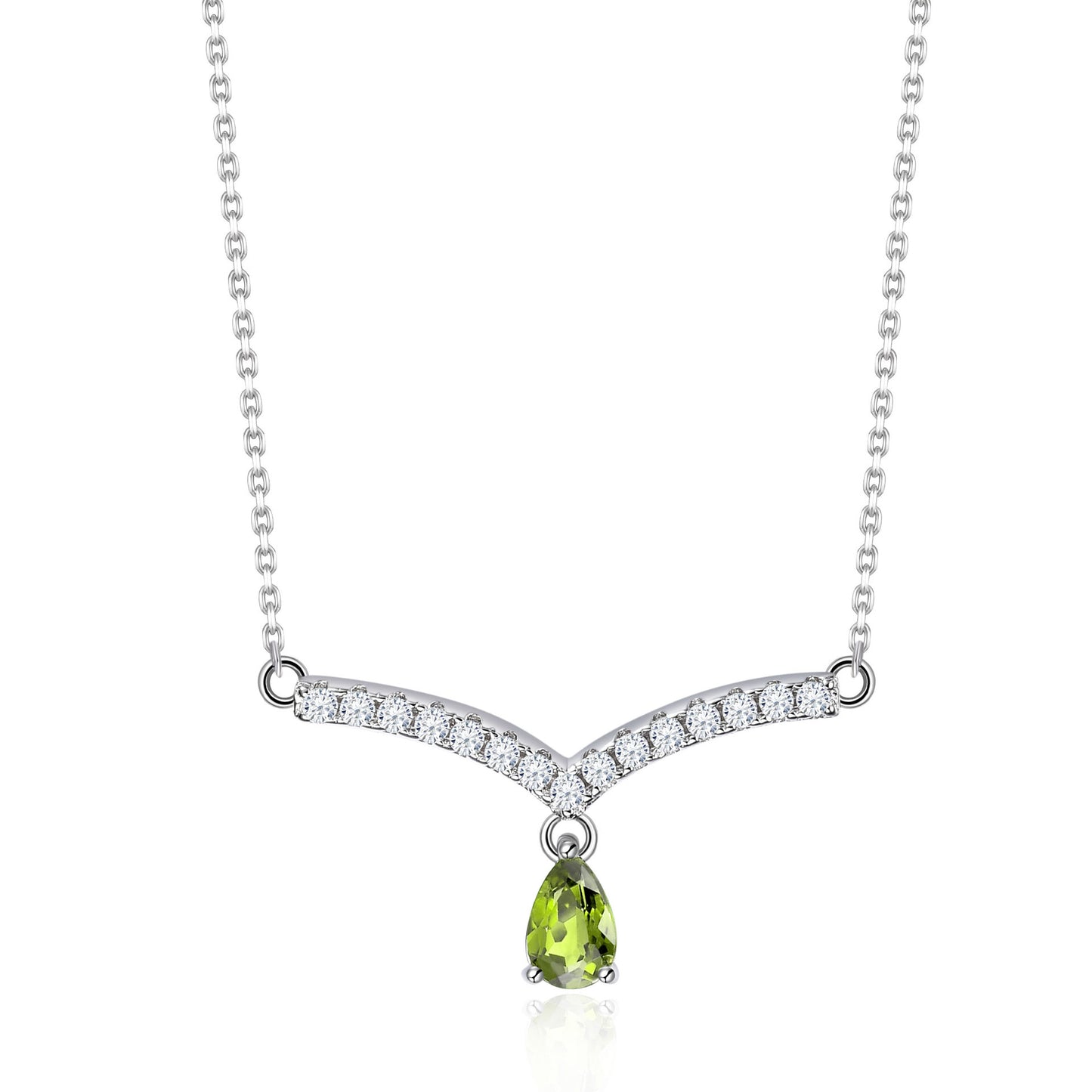 Light Luxury v Letter Shape Design Sense Gemstone Necklace s925Silver Inlaid Natural Gemstone Topaz Necklace Pendant