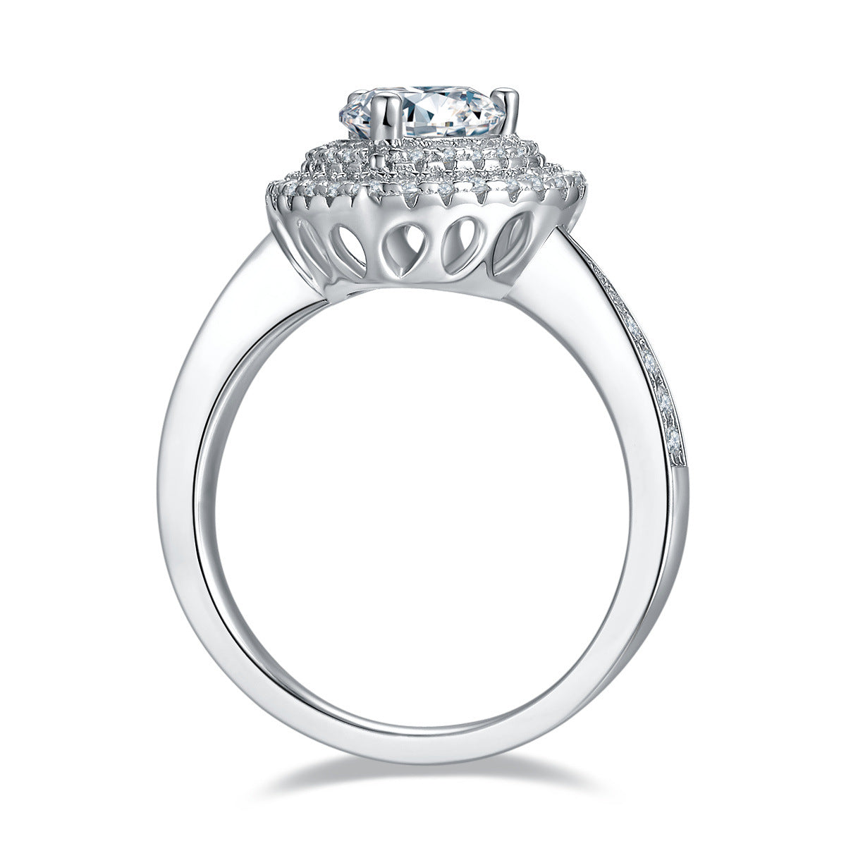 Luxurious Heart-Shaped Ring Full Body9/10/14/18k Platinum Rose Gold Yellow Gold1Carat Moissanite Ring
