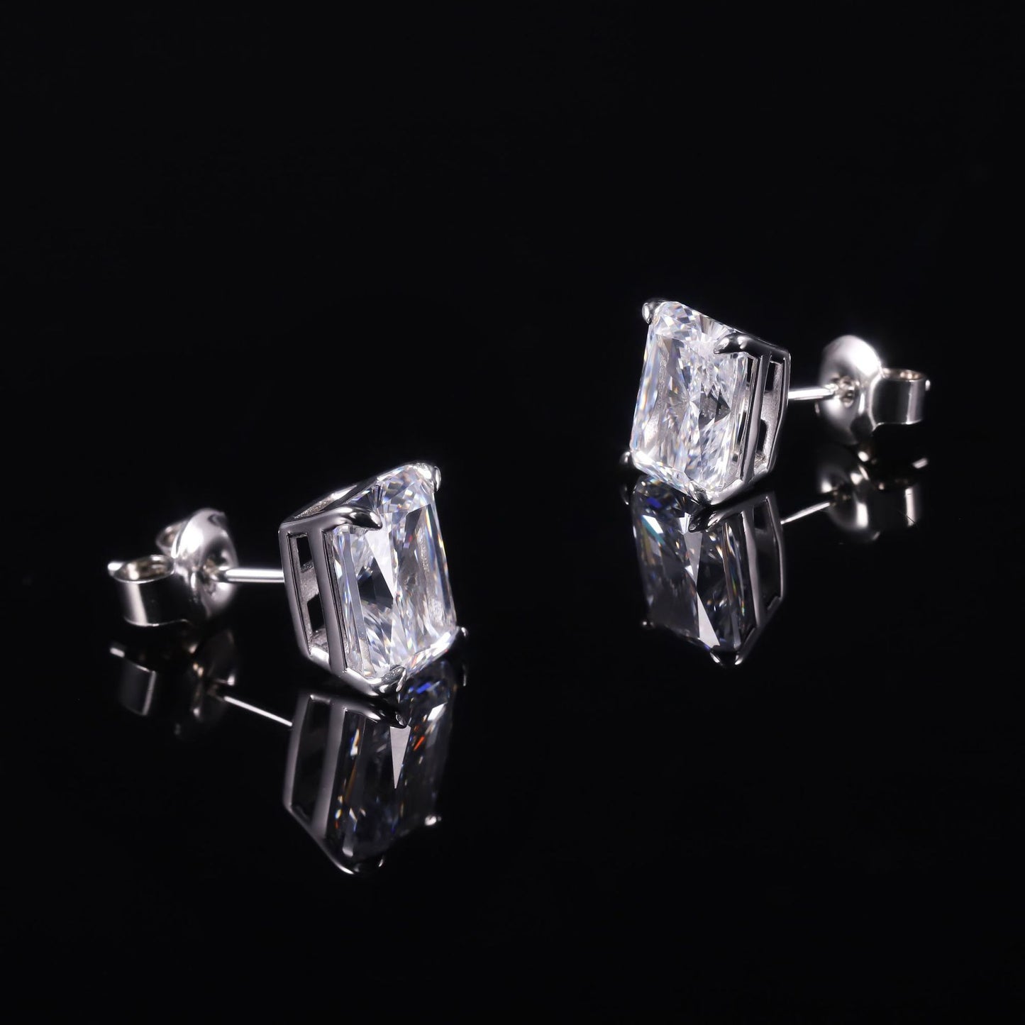 14K Gold Inlaid3Carat Moissanite Earrings with Band GRA Certificate9/10/18K White Gold Earring Studs