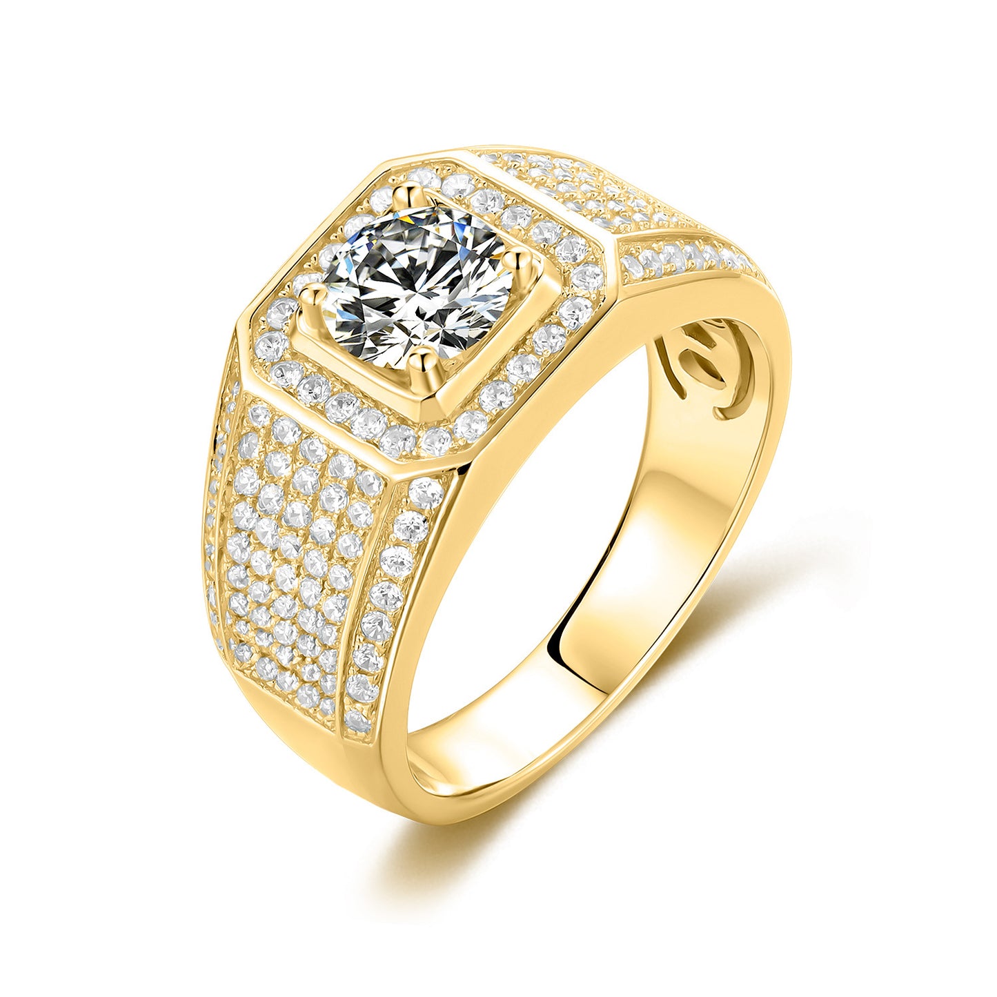 1Carat Moissanite D Luxurious Cluster Men's Ring9/10/14/18k Gold Rose Gold Yellow Gold Ring