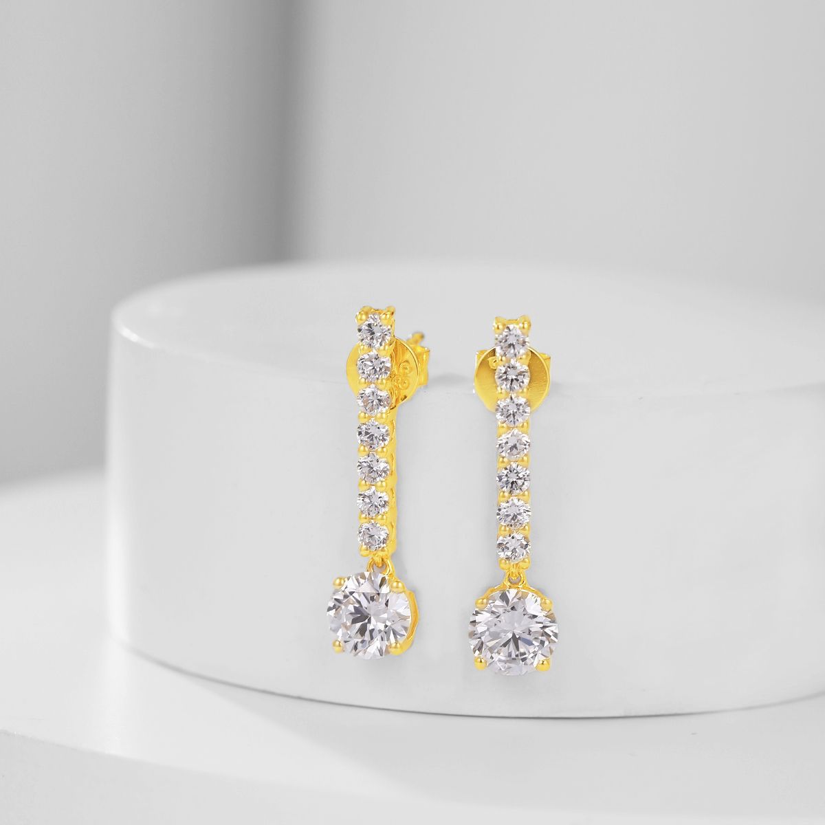 Quality14k Gold Inlaid Cultivated Diamond Earrings0.5Carat Diamond Earrings Medium Long Style k New Style Gold Earrings