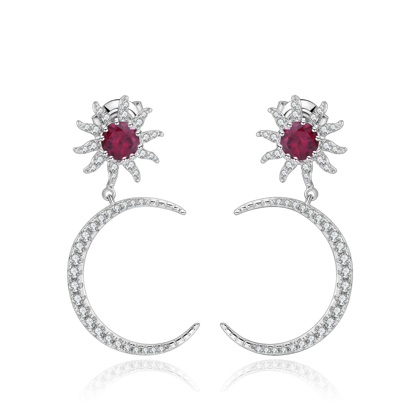 ins Natural Gemstone Hairpin Star Moon Earrings Gift for Girls925Sterling Silver Gemstone Earrings Jewelry