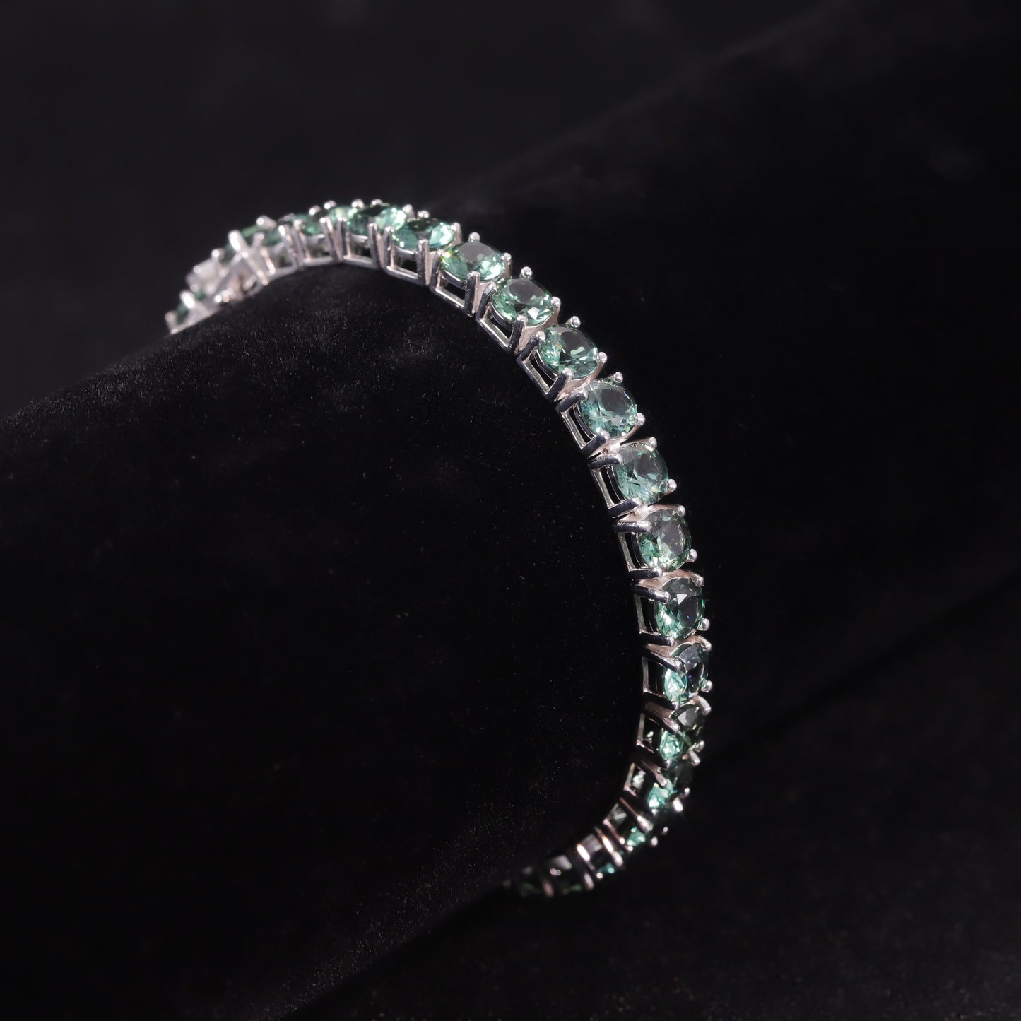 Luxurious Green Gemstone Bracelet3/4/5mm Tennis Chain s925Sterling Silver Inlaid Cultivated Green Spinel Bracelet for Women