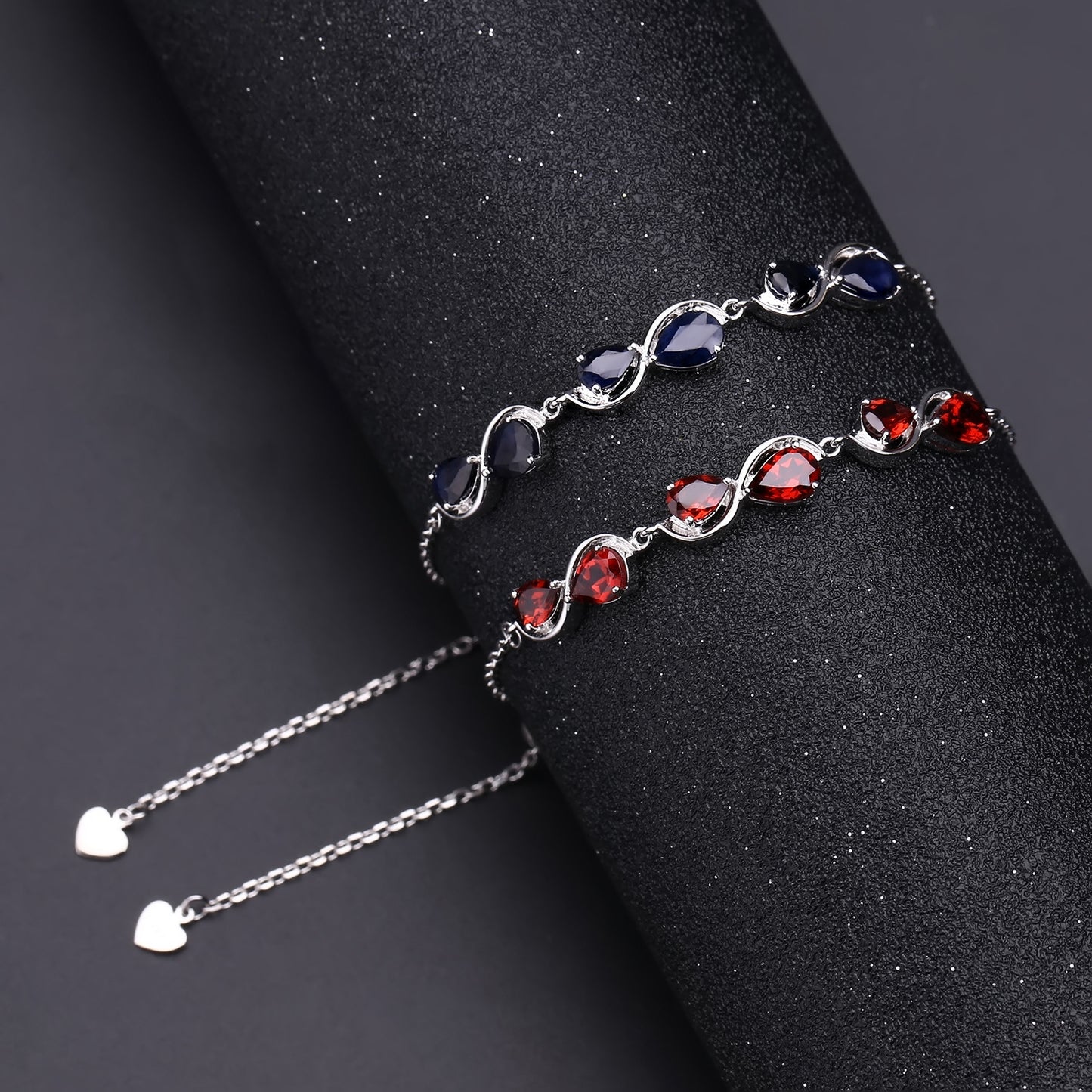 New Design Natural Sapphire Bracelet for Women Elegant s925Sterling Silver Inlaid Garnet Bracelet