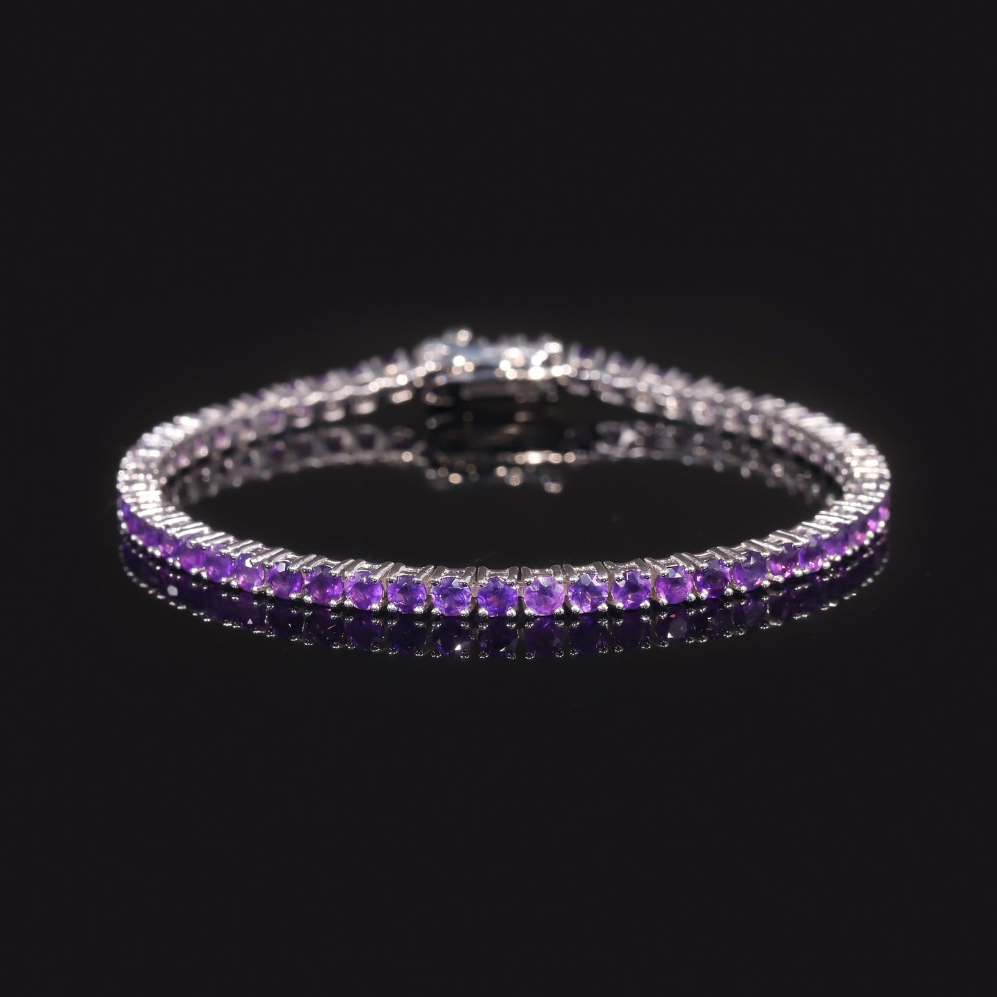 Bracelet s925Sterling Silver Bracelet with Natural Amethyst3mm Gemstone Tennis Chain
