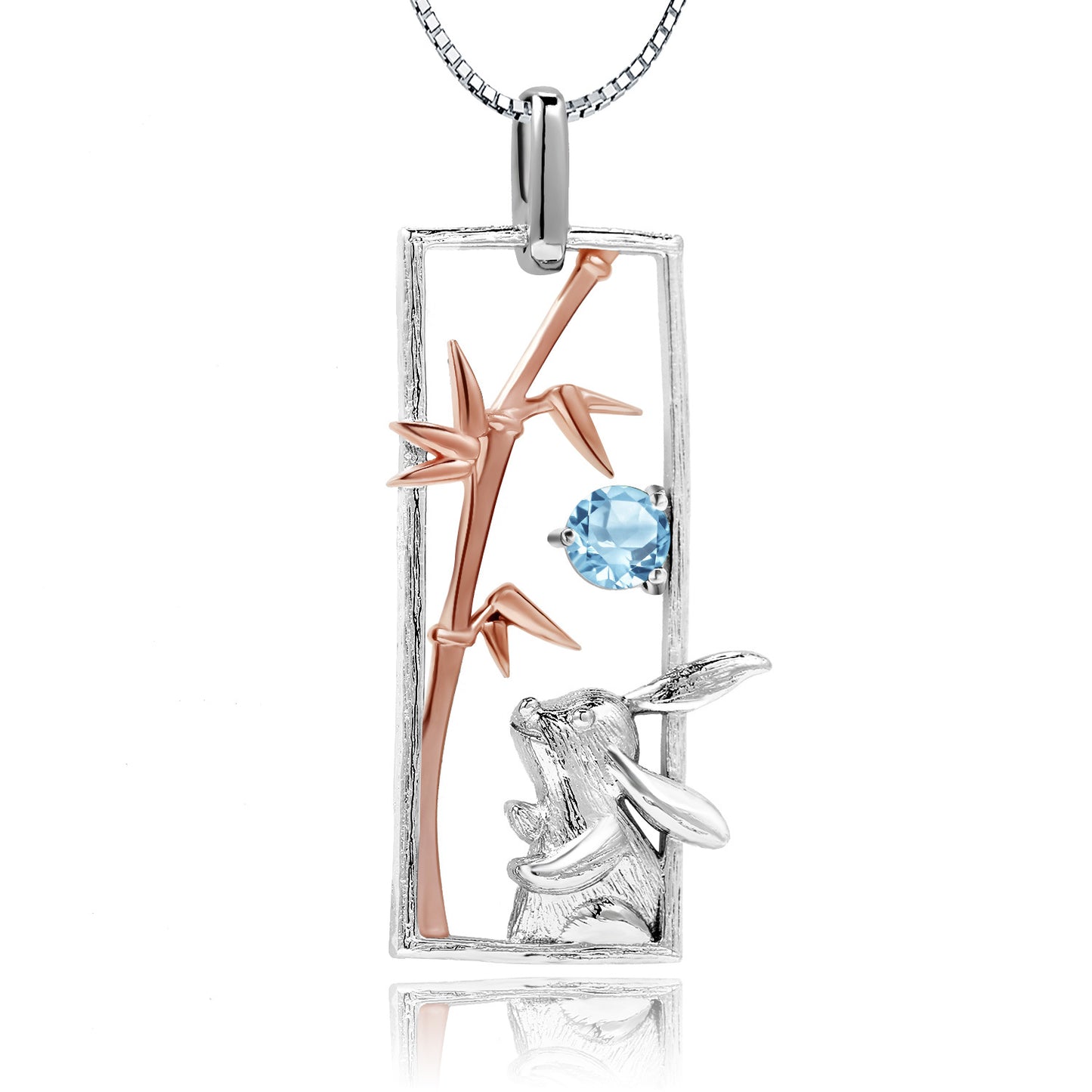 Designer High-End Jade Rabbit Pendant Natural Style Design925Silver Natural Topaz Necklace Pendant