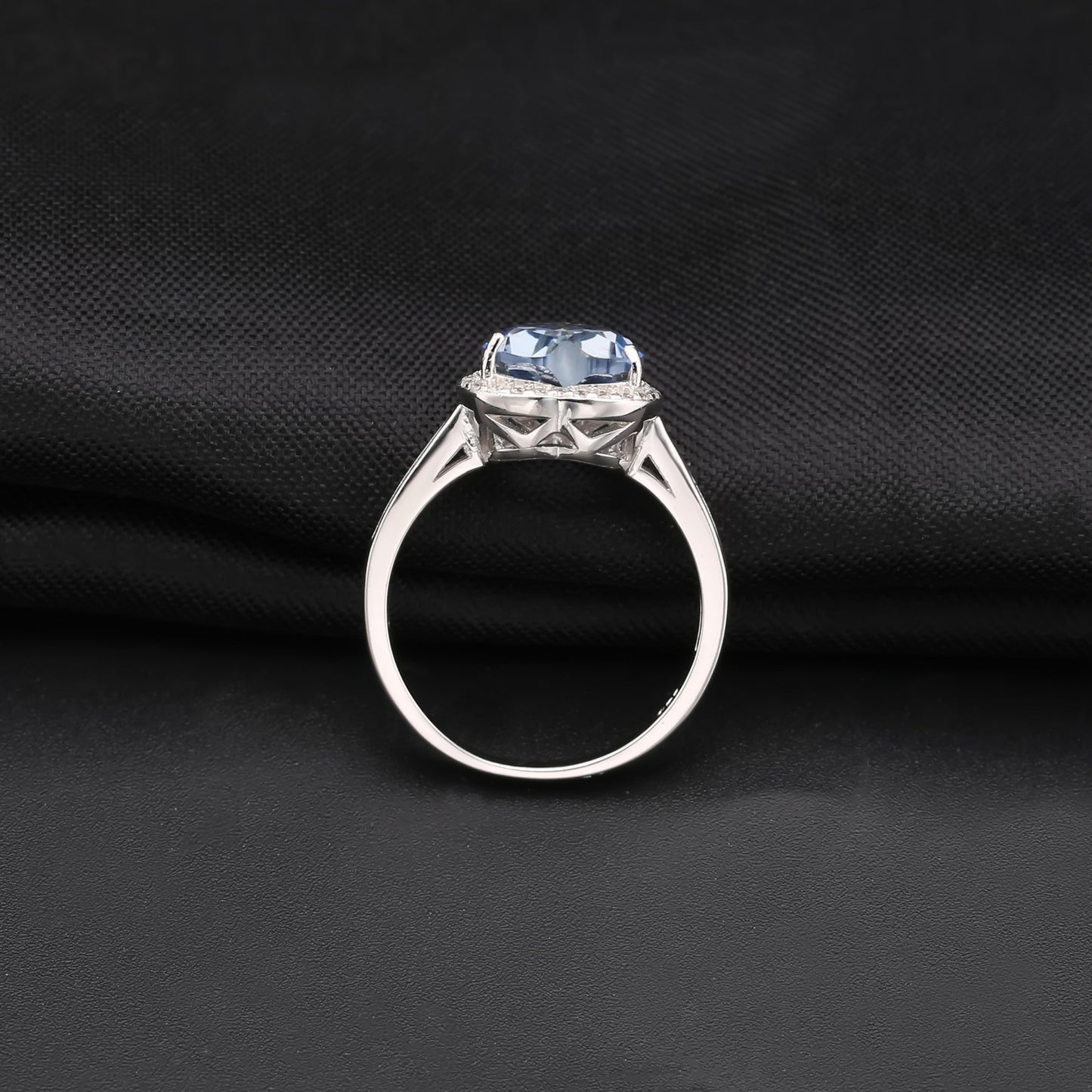 Luxurious Design Heart Gemstone Inlaid Ring with High-end Sense and Elegant Temperament925Silver Color Gemstone Crystal Ring