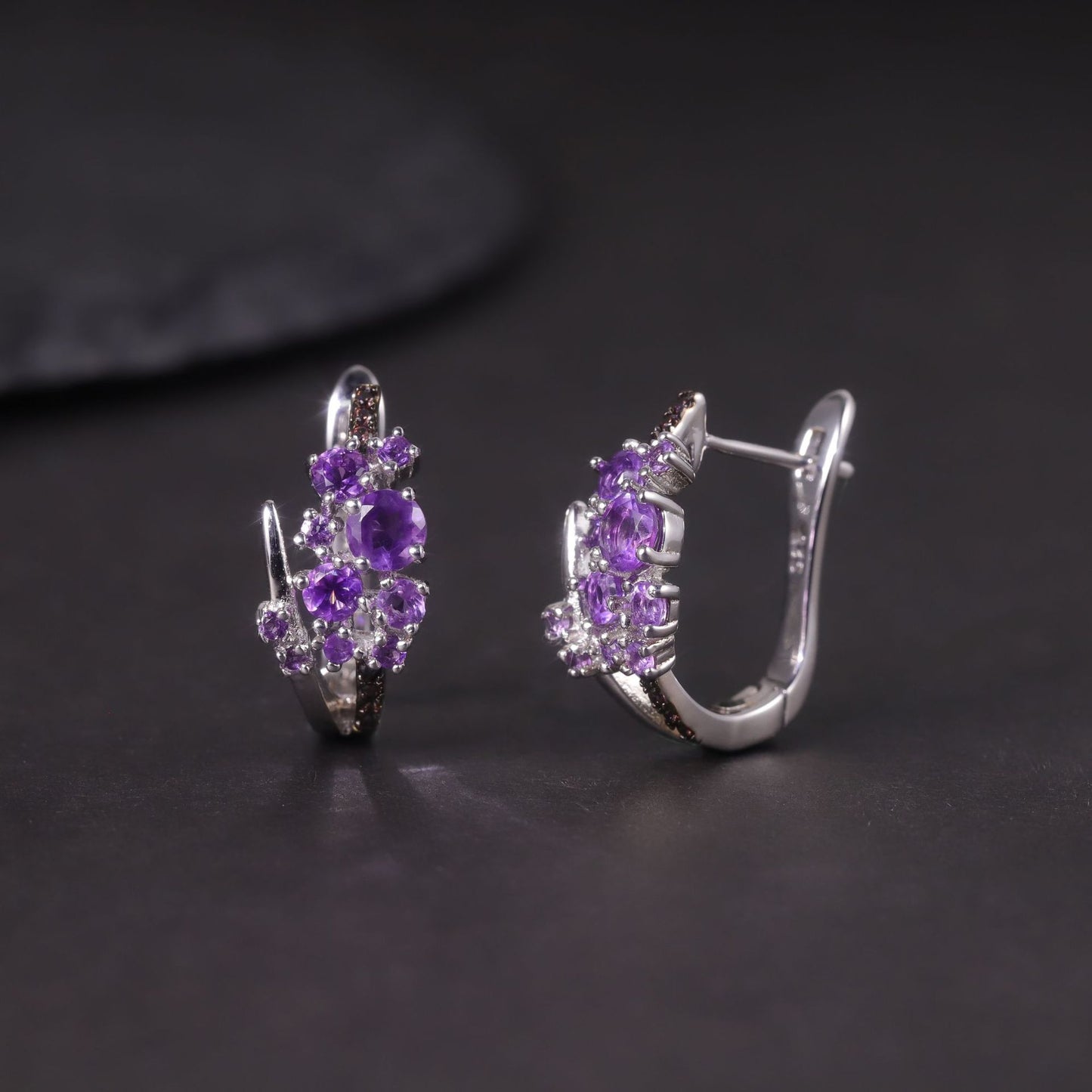 Floral Crystal Earrings s925Sterling Silver Inlaid Natural Topaz Earrings Gemstone Studs Garnet Small and Exquisite