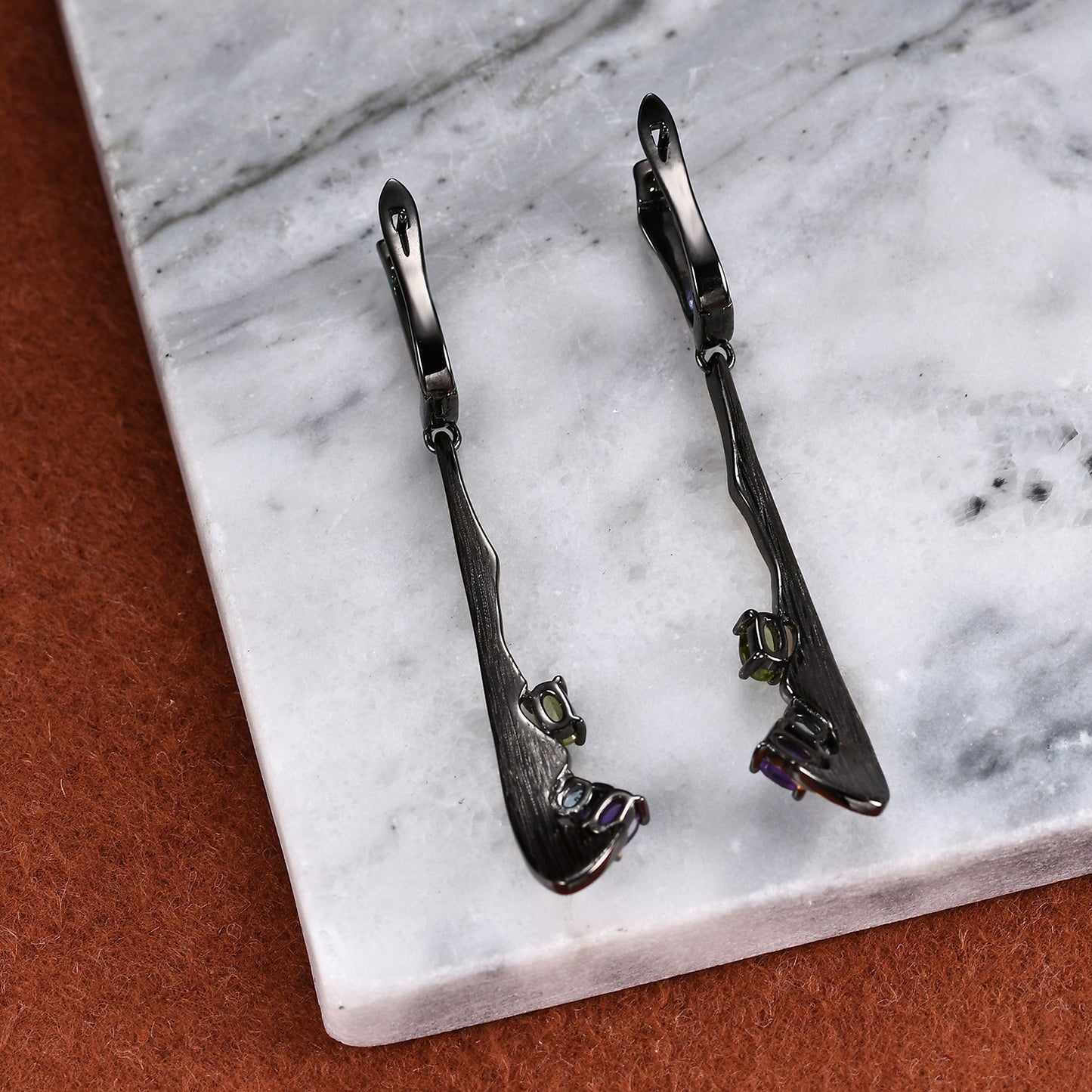 Designer Retro Jewelry Accessories Earrings 925Silver Gold-Plated Inlaid Gemstone Natural Colorful Earrings Drop Earrings
