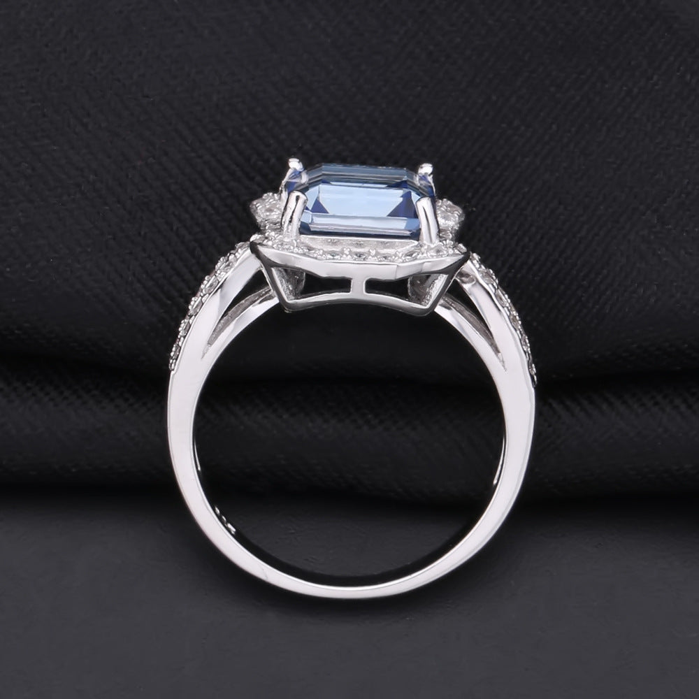 Luxurious Retro Fashion Colorful Crystal Ring with a Unique High-end Feel s925Silver Inlaid Colorful Gemstone Ring