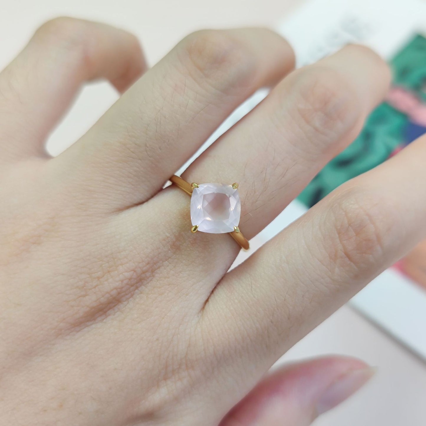 Simple2Carat Ring s925Sterling Silver Inlaid Natural Topaz Wedding Ring Pink Crystal Ring Hot Selling for Women