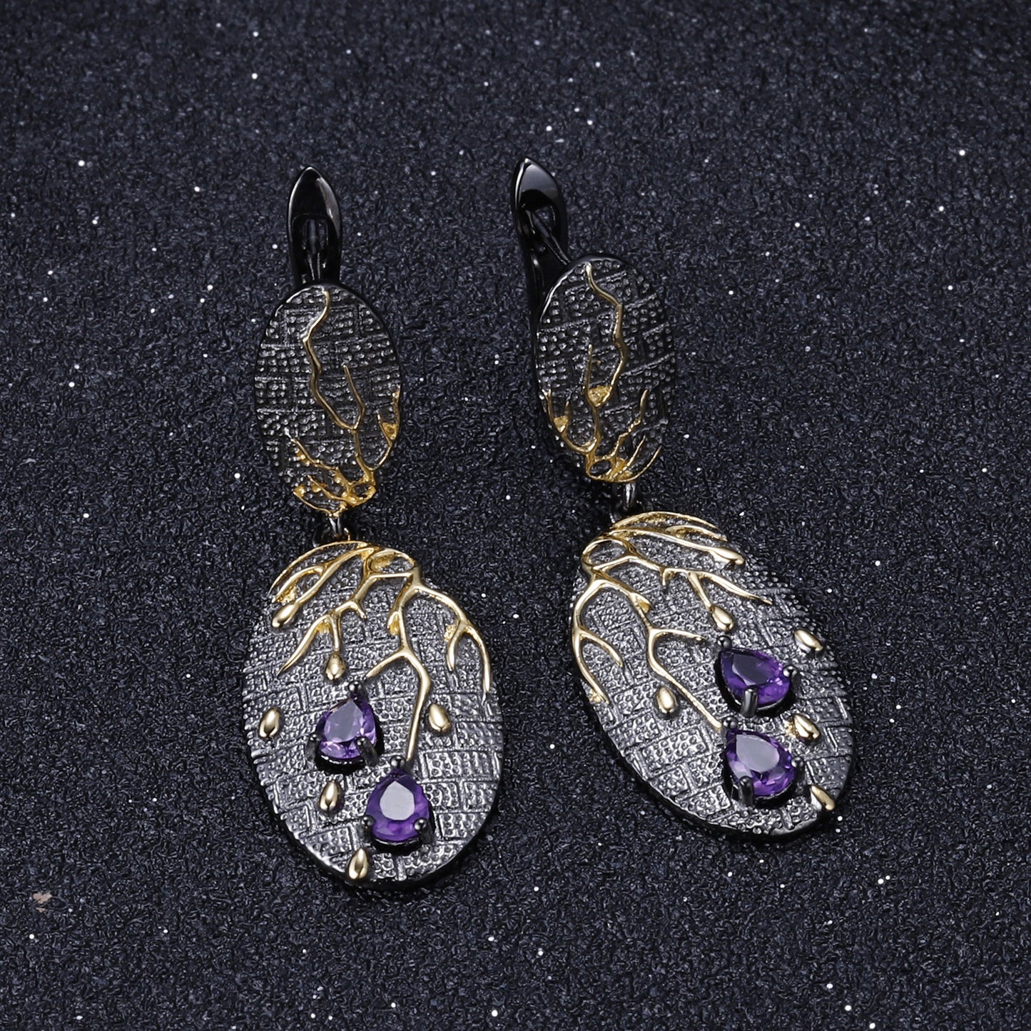 Colorful Designer Earrings Georgia High-end Feel s925Sterling Silver Natural Amethyst Stud Earrings