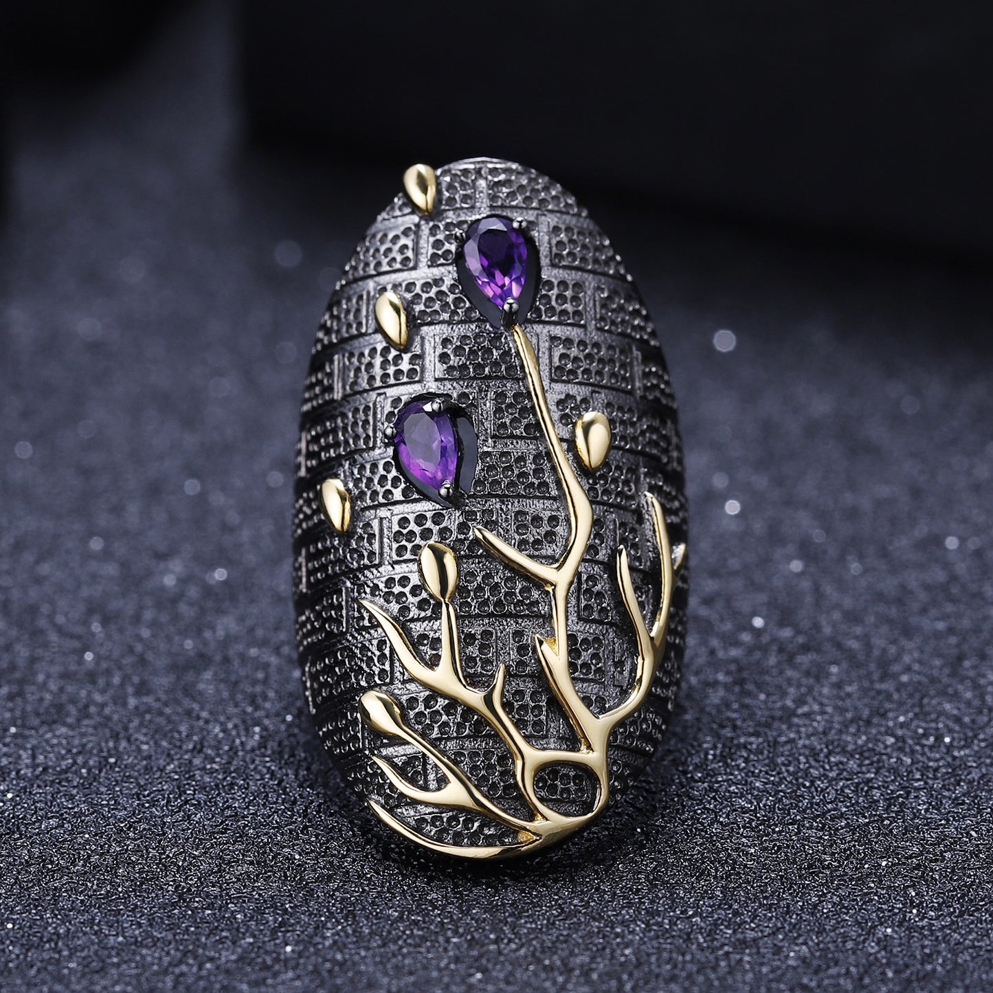 High-end Designer Gemstone Ring Georgia Personality s925Silver Inlaid Natural Topaz Ring