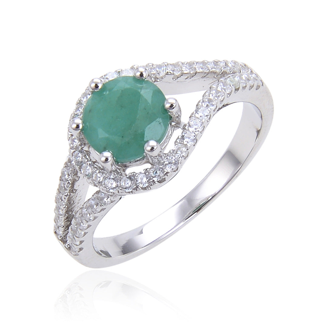 Hot Selling Colorful Gemstone Natural Emerald Ring s925Sterling Silver Crystal Sapphire Ring for Men and Women