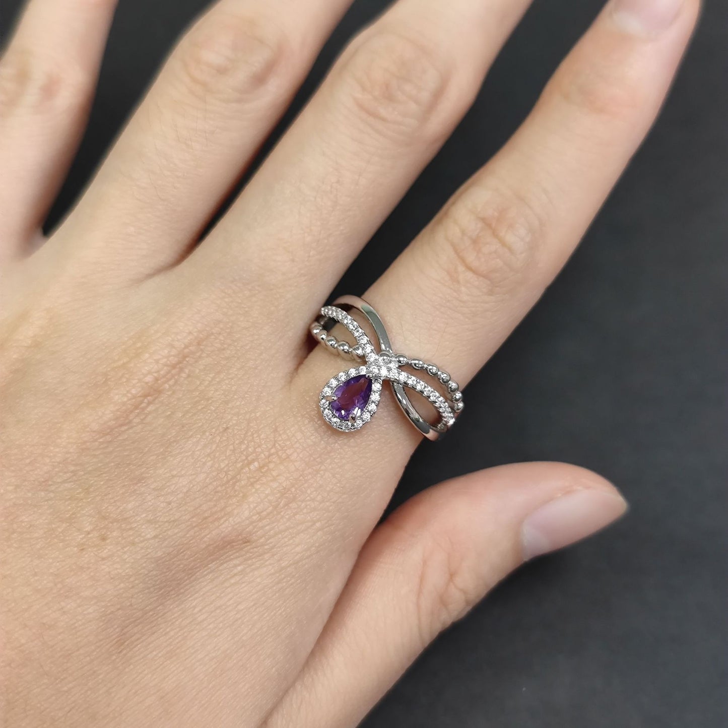 Foreign Trade Crown Natural Topaz Ring s925Sterling Silver Inlaid Garnet Diopside Ring New Style