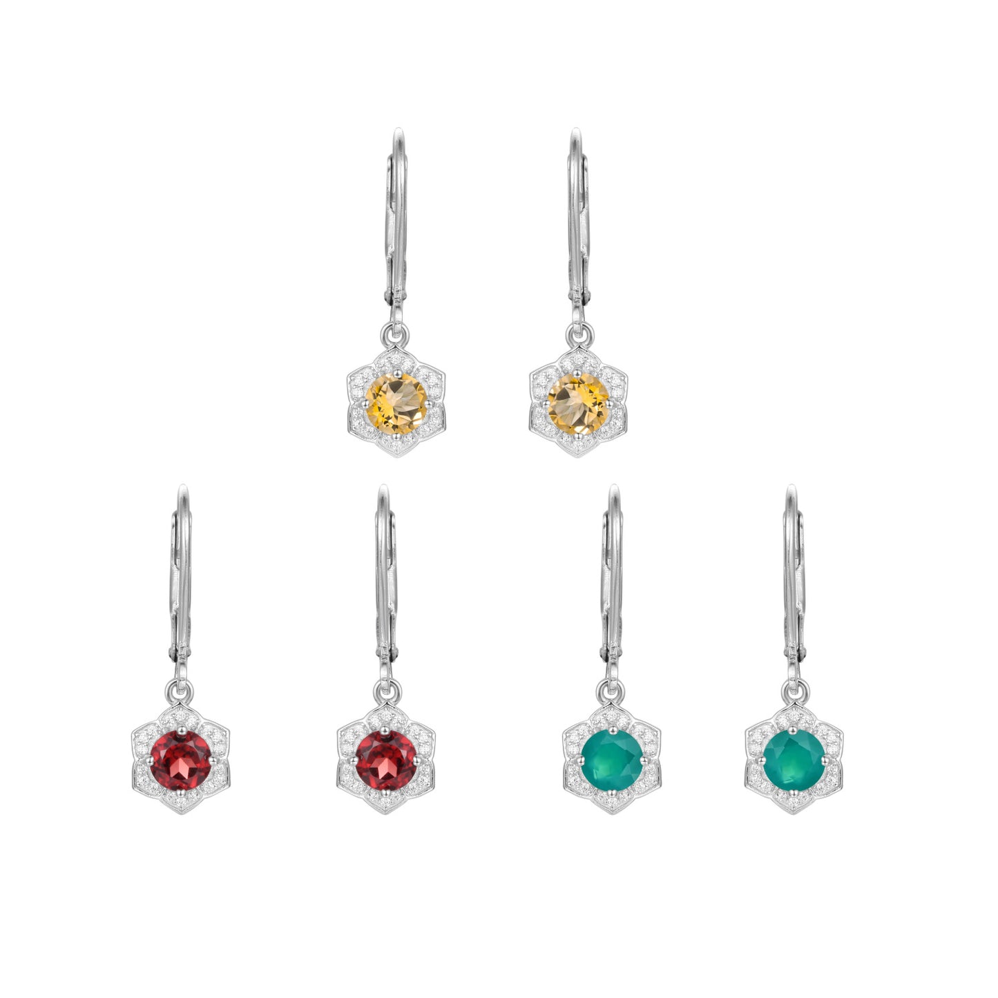 New Design Luxury Garnet Gemstone Earrings French Romance s925Silver Inlaid Natural Gemstone Earrings