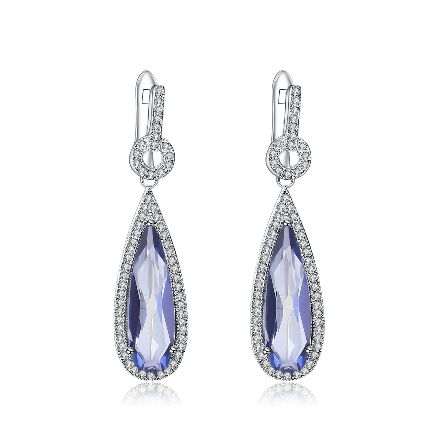 High-end Design Colorful Gemstone Earrings Luxurious Fashion s925Silver Inlaid Coated Crystal Earrings Drop Earrings