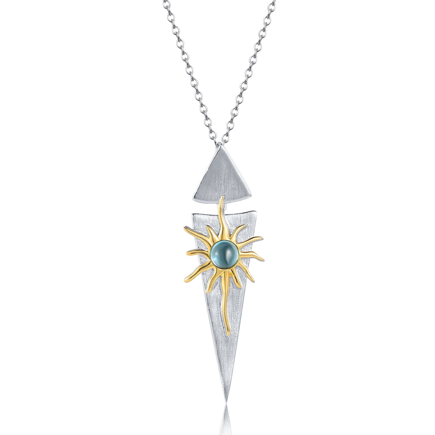 Designer Natural Amethyst Topaz Pendant925Sterling Silver Sun Goddess Necklace Niche Design Sense Jewelry