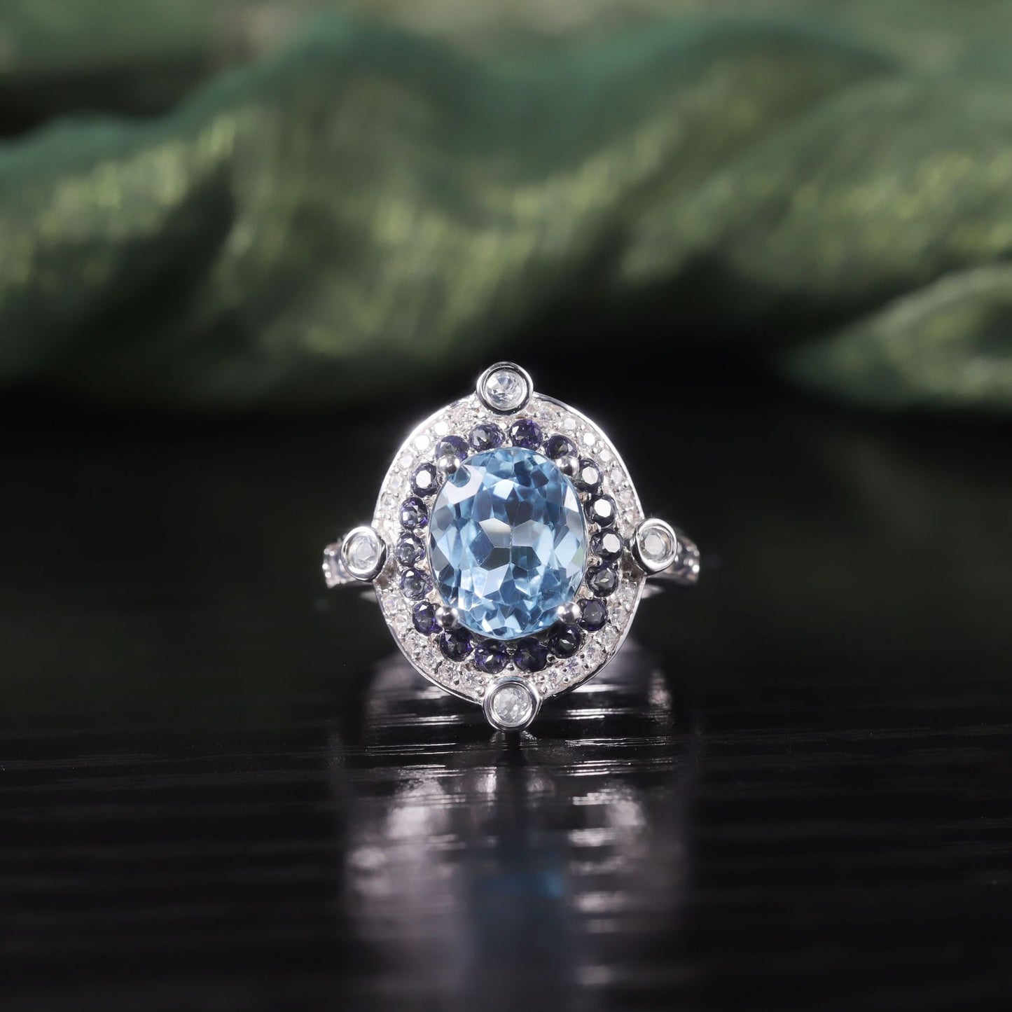Unique Designer Rings s925Sterling Silver Inlaid Gemstone Ring Natural Topaz Multicolored Gemstone Ring New Model