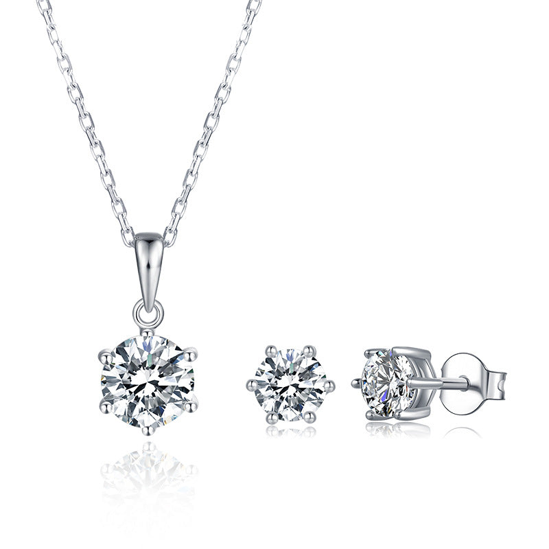 10k Gold Jewelry Set Classic Simple Earrings Moissanite Ring9/14/18k White Gold Rose Gold Necklace