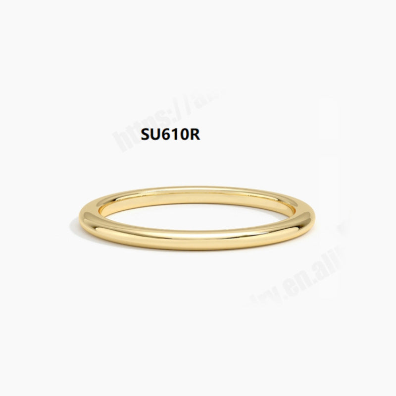Fashion18K Gold Platinum Ring Thin9/10/14K Gold Inlaid with Moissanite V High-end Feel Real Gold Ring Plain Band