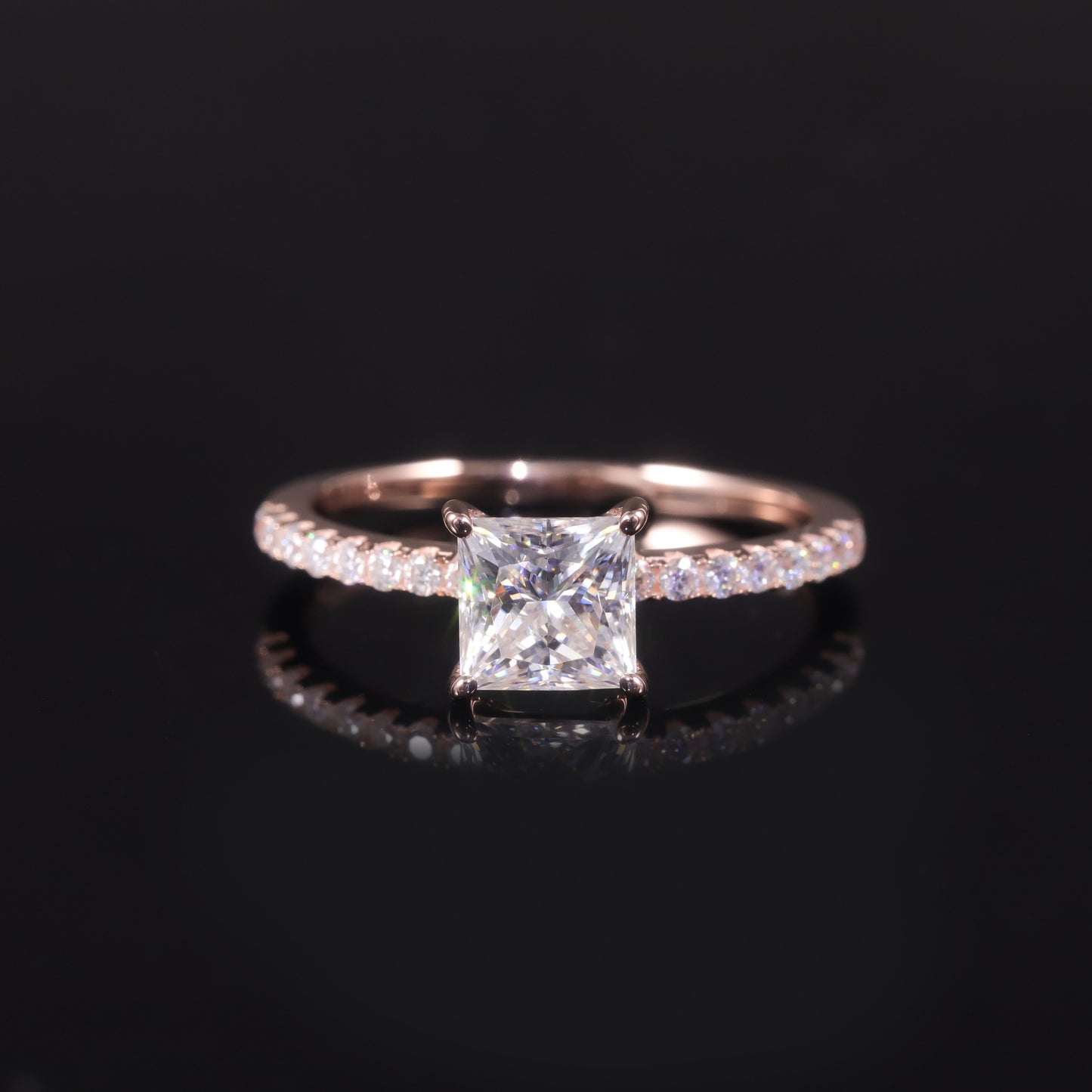 Elegant Square Gold Ring D Color1Carat Moissanite Ring Pure9/10/14/18k Gold Diamond Ring