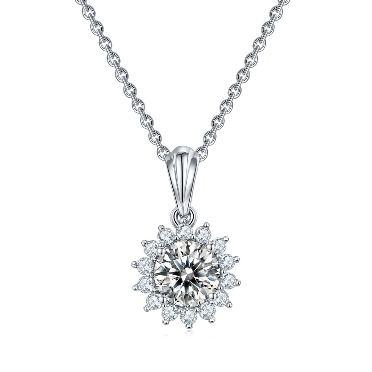 Light Luxury925Silver Necklace Earrings Bracelet Three-Piece Set Sunflower Design Inlaid Moissanite Pendant Jewelry Set