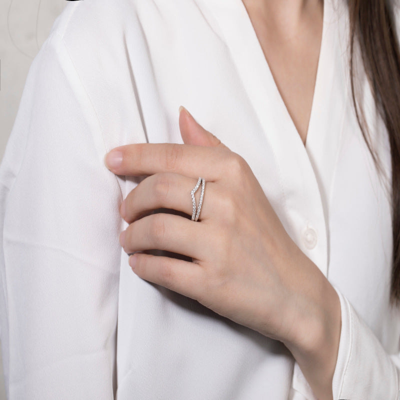 Rose Gold Yellow Gold Moissanite Stackable Rings Simple High-end Feel9/10/14/18k White Gold Ring