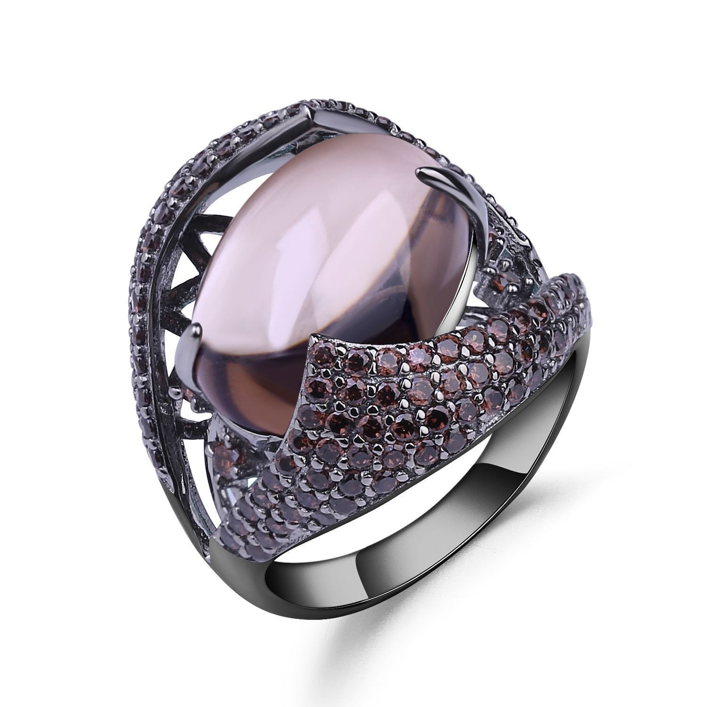 Designer Natural Citrine Ring High-End Vintage Luxury s925Sterling Silver Inlaid Natural Gemstone Ring