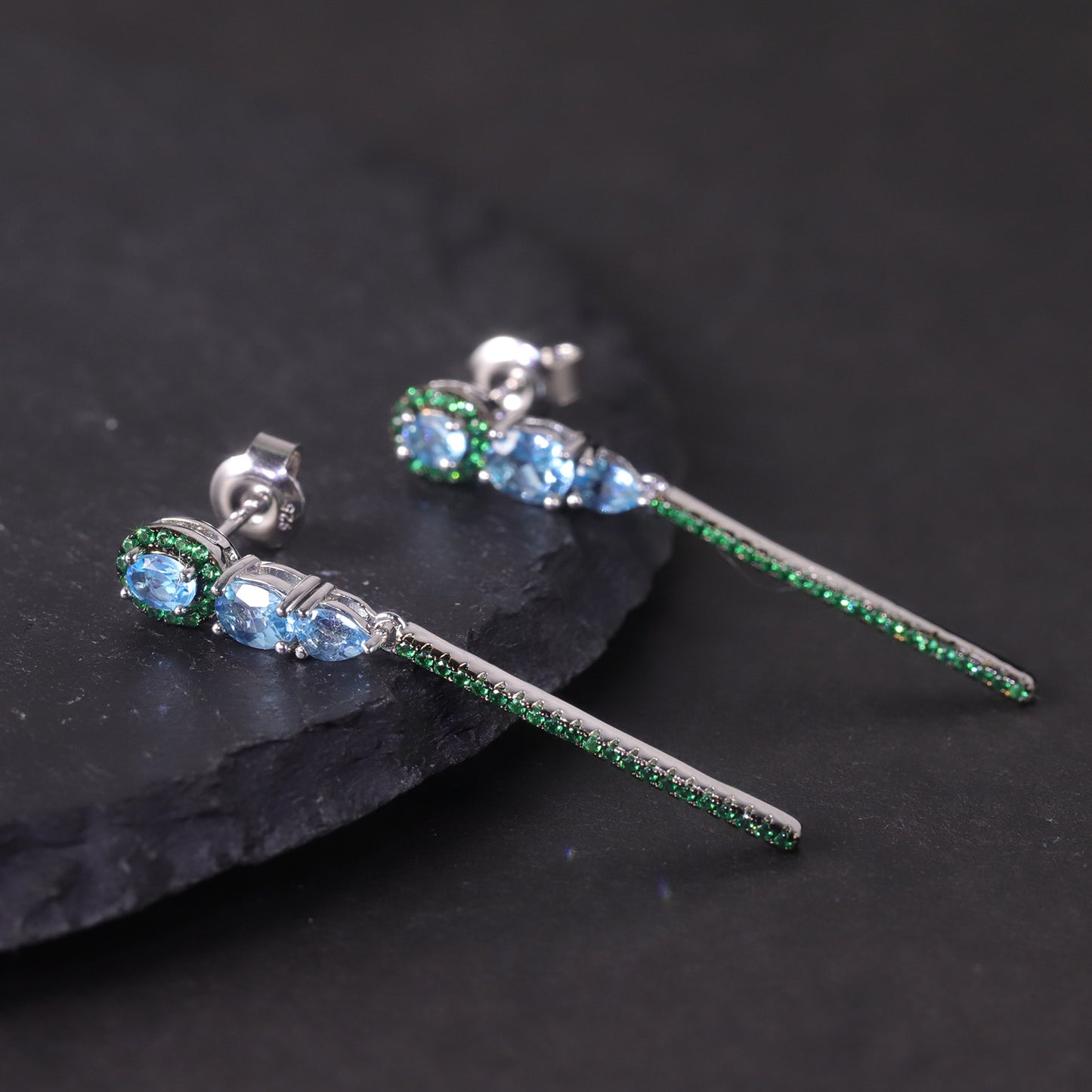 Wind Dragonfly Natural Topaz Earrings s925Sterling Silver Cluster Amethyst Colorful Gemstone Earrings Medium Length