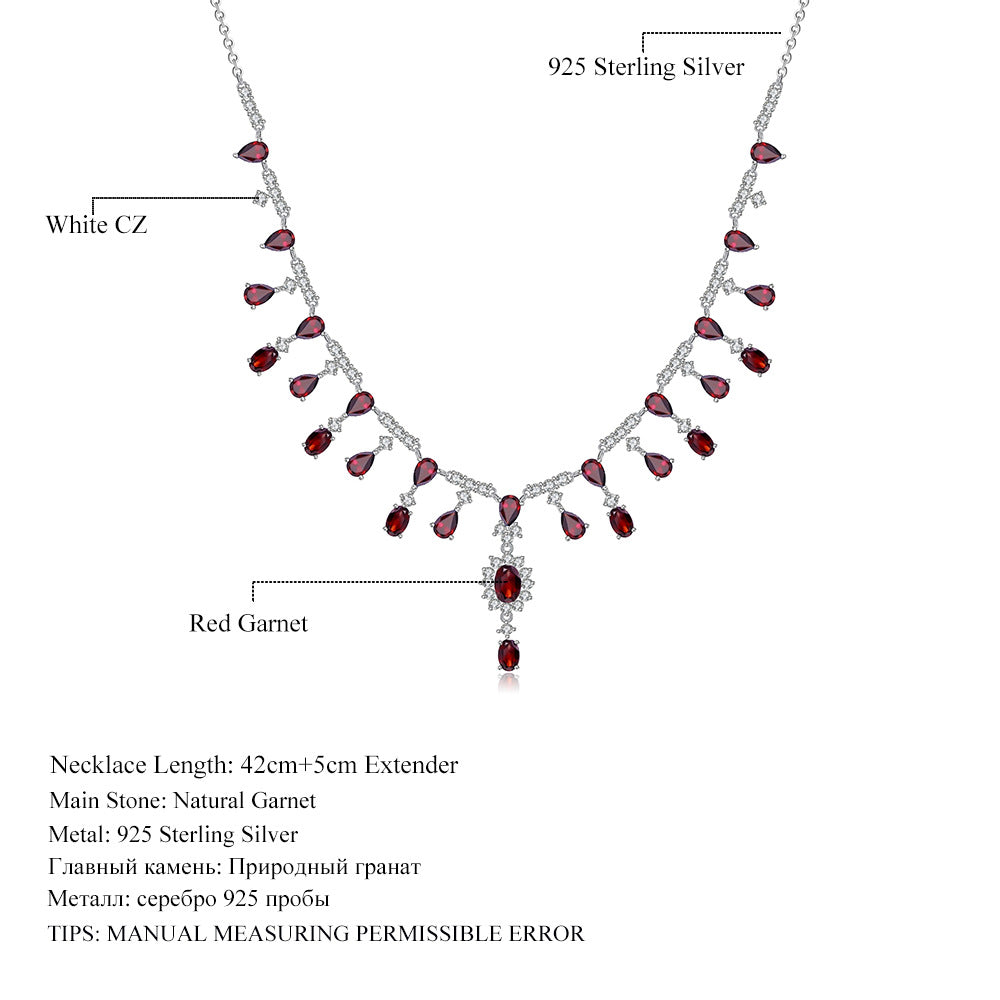 Banquet Luxury Natural Topaz Necklace High Sense s925Silver Inlaid Sapphire Agate Garnet Necklace
