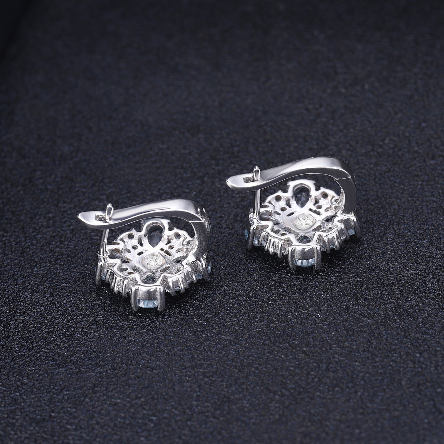 Fashion Sky Blue Topaz Earrings Trendy s925Silver Inlaid Colorful Gemstone Crystal Earrings Jewelry