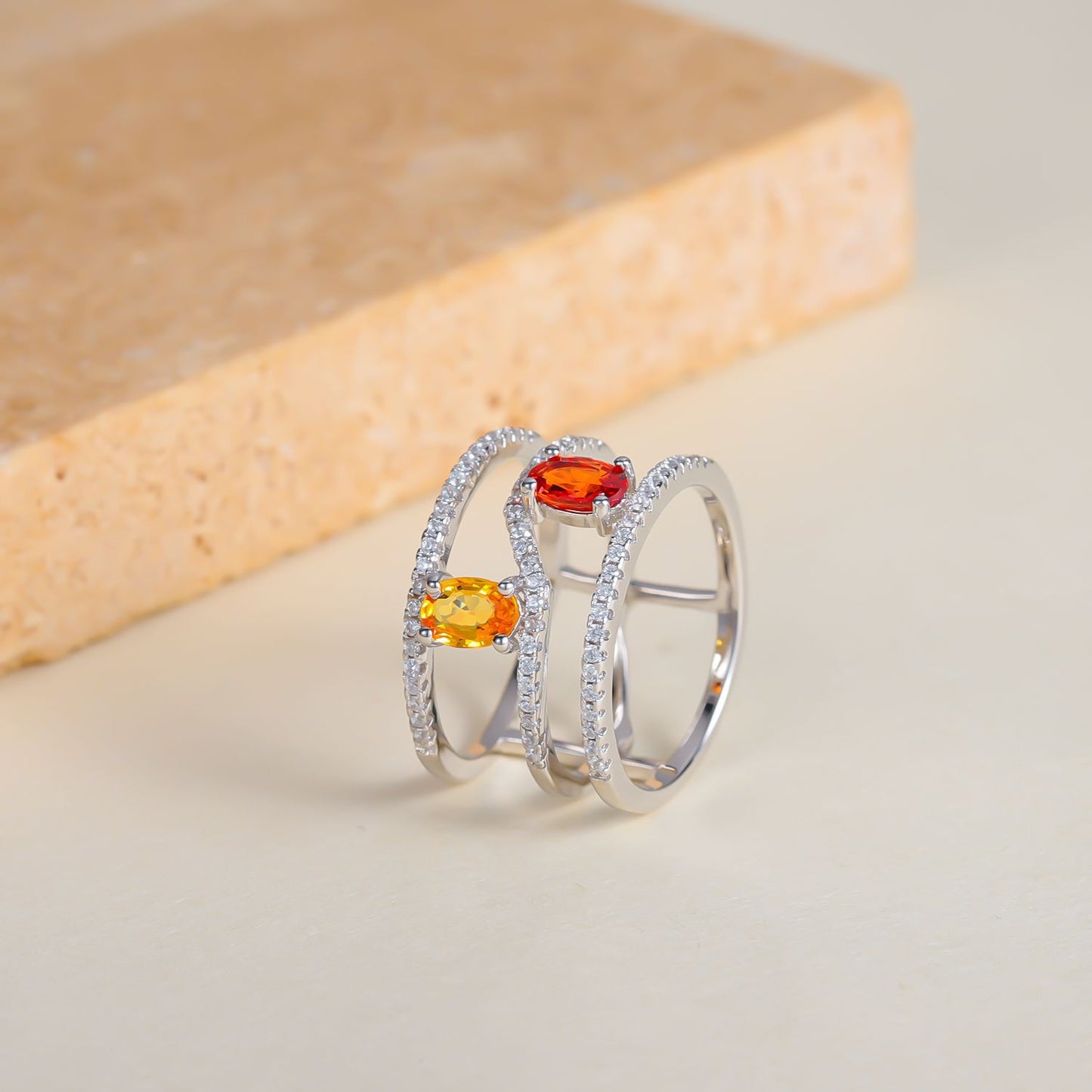 Fresh ins High-Quality Ring with Natural Colorful Sapphire S925Sterling Silver Open Ring New Style