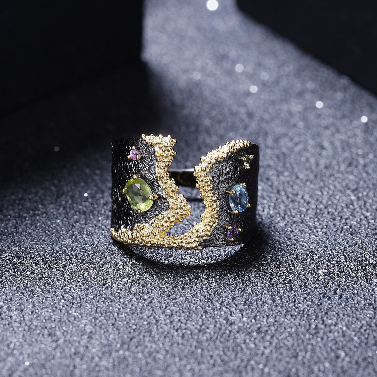 Italian Craft Designer Gemstone Ring Vintage Court Style High-end Feel s925Silver Natural Colored Gems Ring