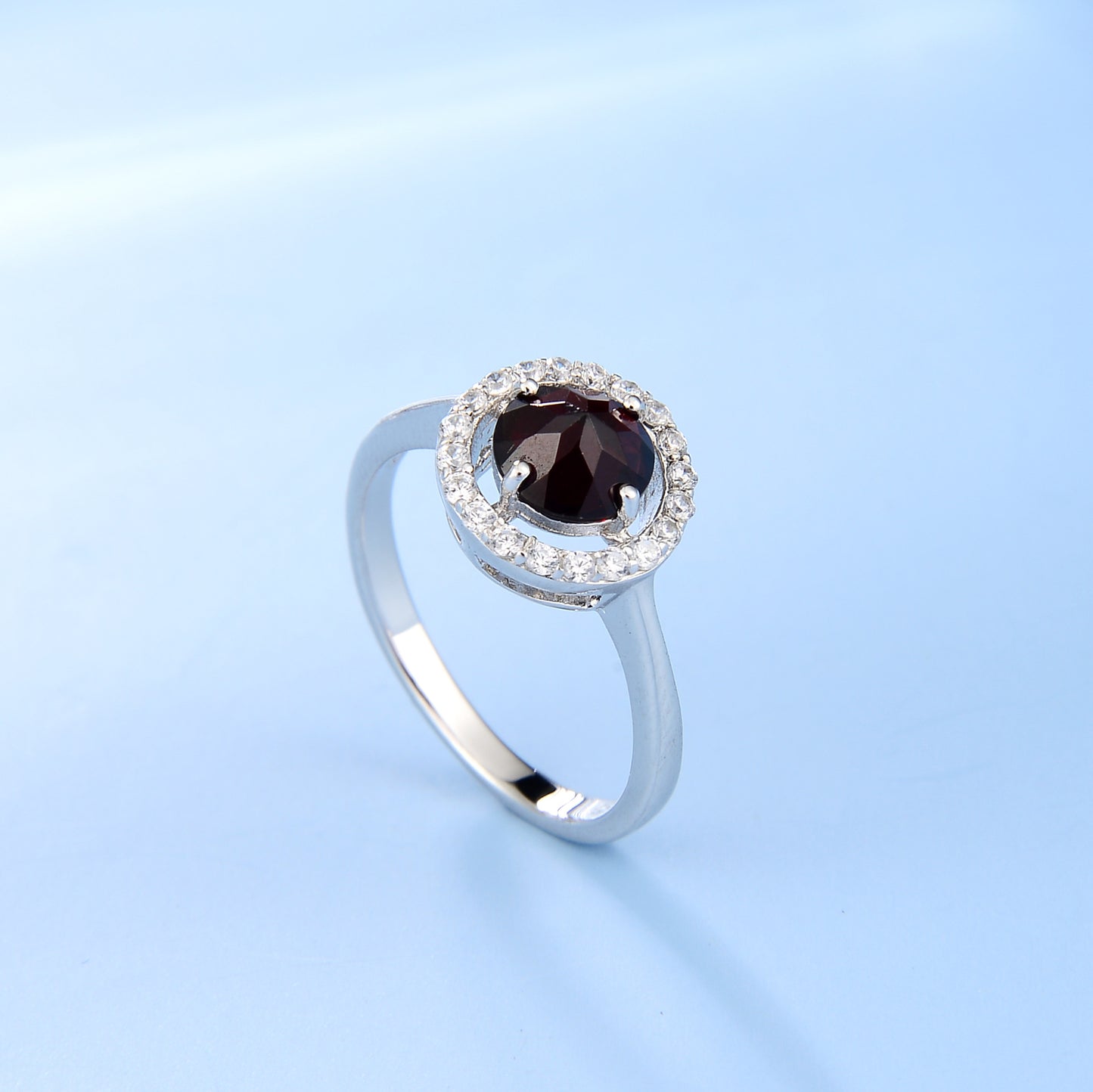 Classic Retro Natural Green Chalcedony Ring for Women Export s925Sterling Silver Inlaid Garnet Ring