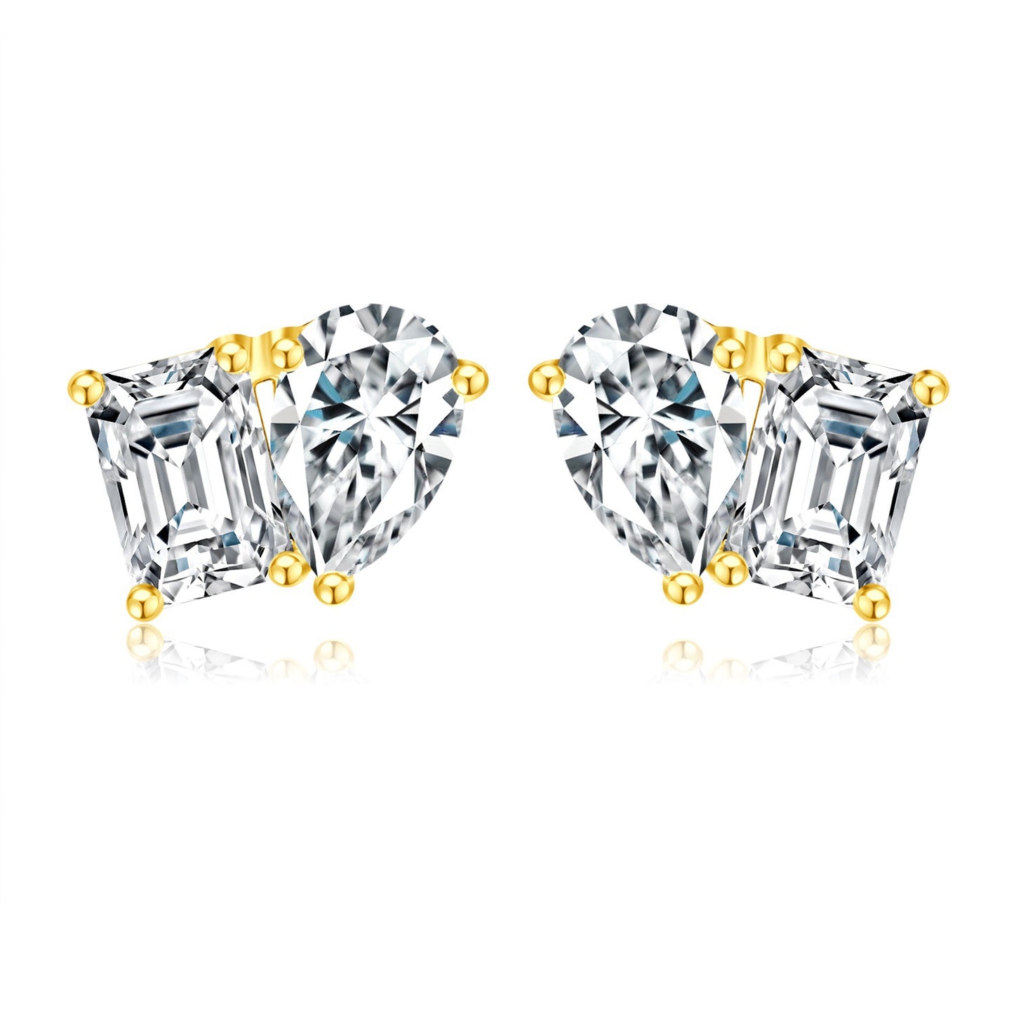 High-end Jewelry18k Gold Stud Earrings Inlaid with Cultivated Diamonds Trendy Y@M You and Me Gold Diamond Earrings for Women
