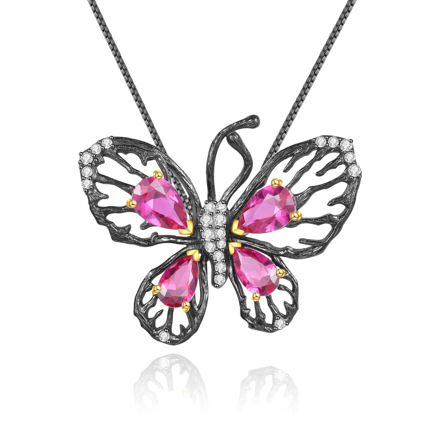Designer Natural Garnet Butterfly Pendant Luxurious High-end Feel925Silver Natural Gemstone Necklace Pendant