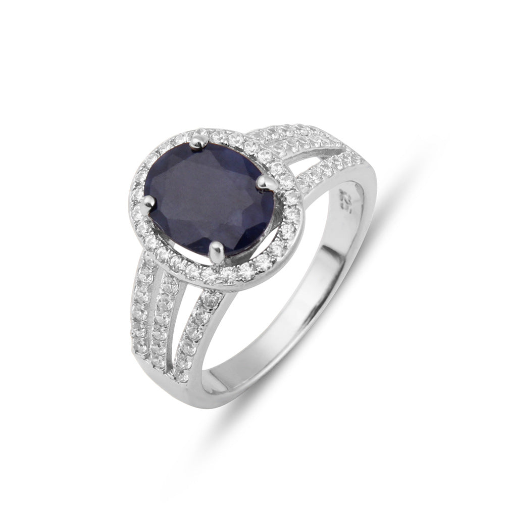 Luxurious Vintage Natural Yellow Crystal Ring for Women Fashionable and Unique s925Silver Inlaid Gemstone Sapphire Ring