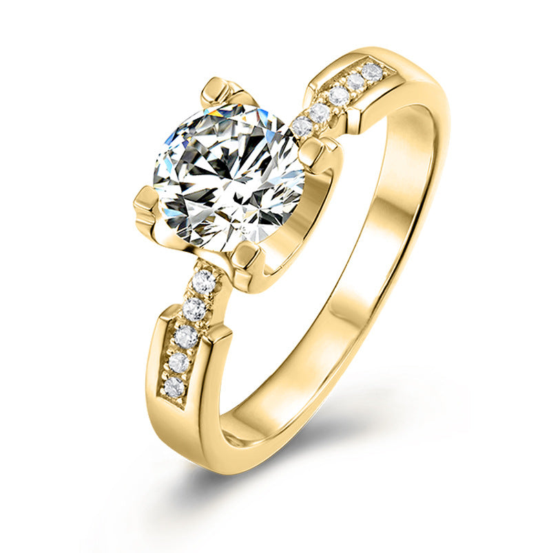 Affordable luxury fashion s925Sterling Silver Inlaid Moissanite Ring Bull Head White Gold Yellow Gold Ring0.5Carat Wedding Ring