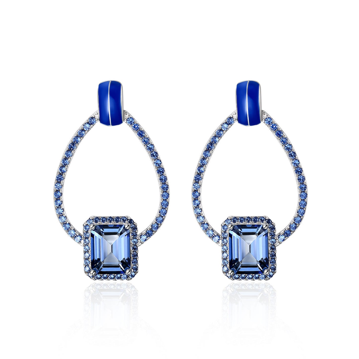 French Romantic Retro Style Designer Earrings s925Silver Inlaid Natural Gemstone Topaz Stud Earrings