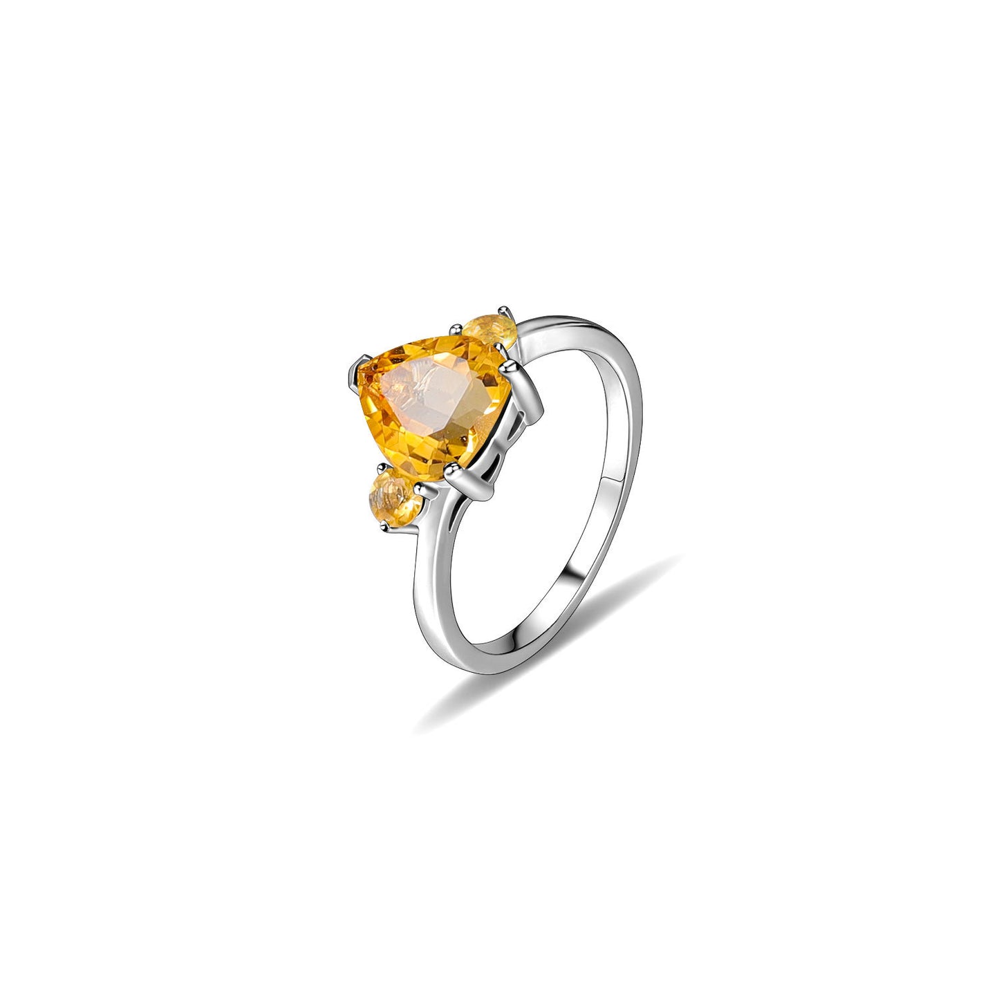 Heart-shaped Simple Natural Crystal Topaz Garnet Gemstone Ring925Sterling Silver Plated18k Gold Color Gemstone Ring