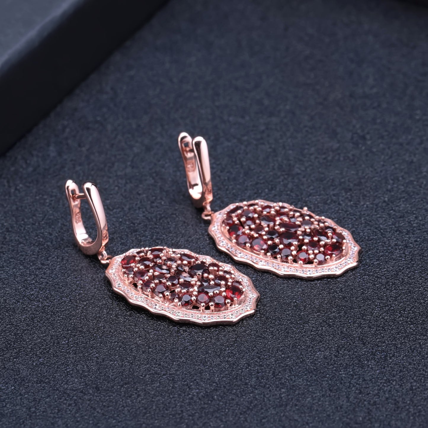 Luxurious Natural Garnet Stud Earrings Group Inlay High-End Feel s925Silver Inlaid Natural Gemstone Earrings Jewelry