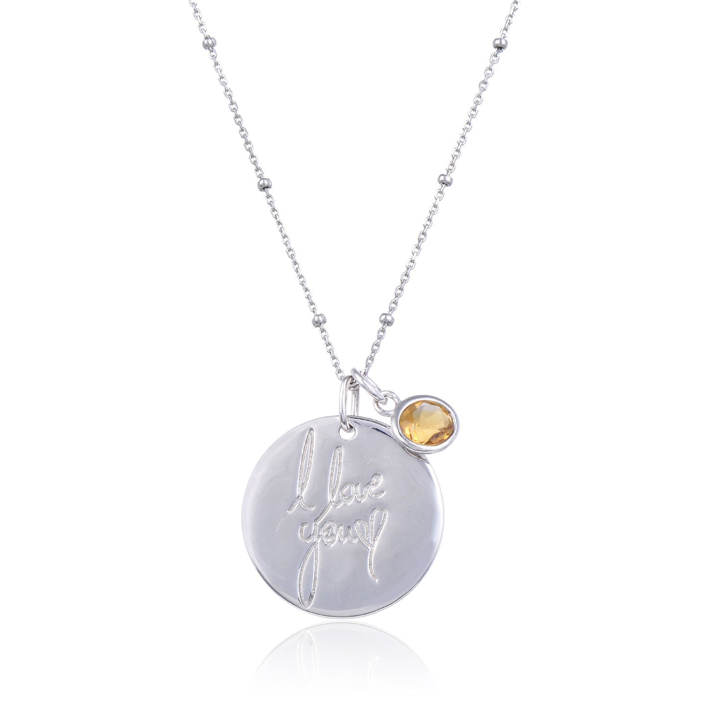 Factory Direct Supply s925Silver Necklace Pendant for Women, Light Luxury Round Pendant with Engraving, Natural Gemstone Colorful Gemstone Pendant