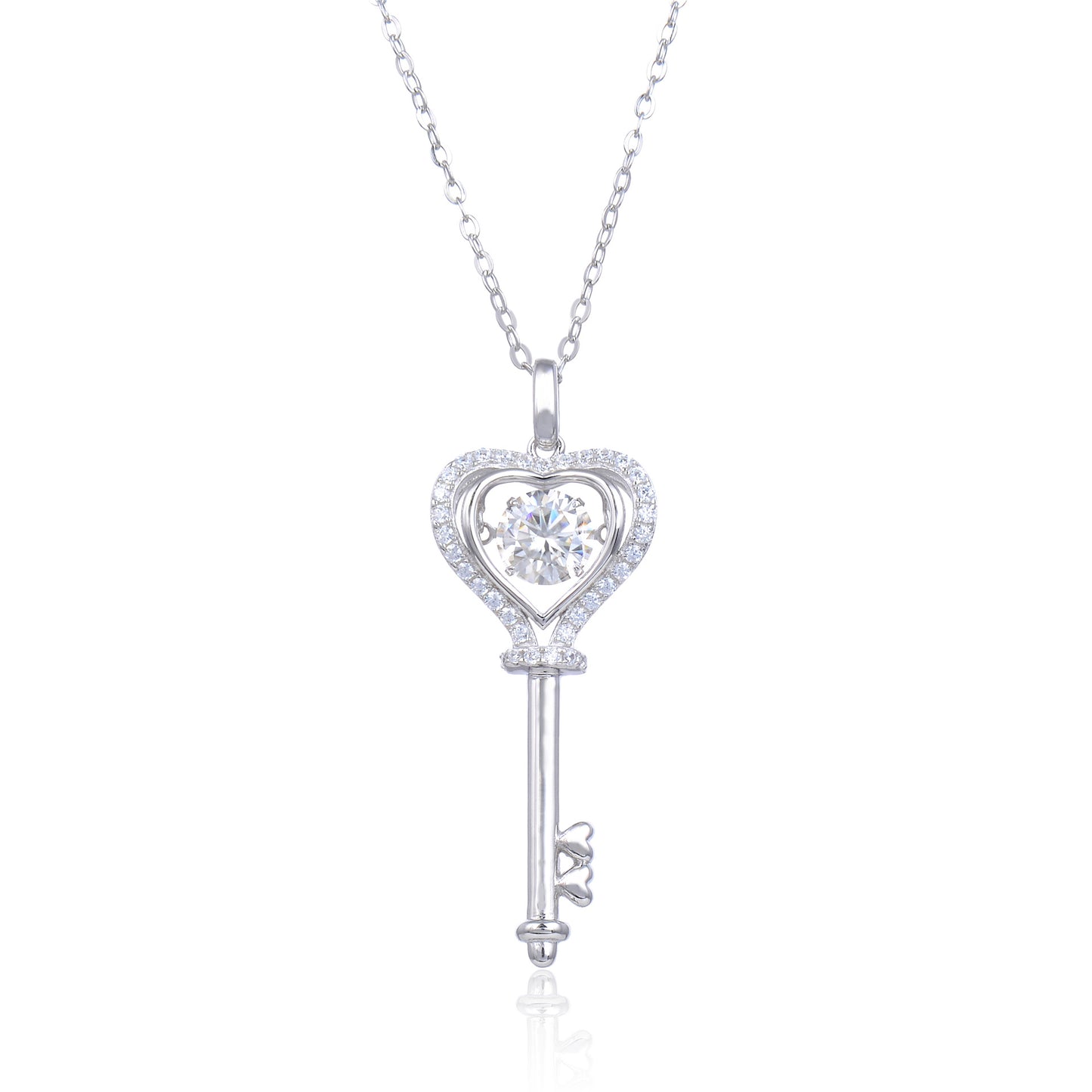 s925Silver Fine Craft Inlaid Moissanite Necklace Pendant Versatile Light Luxury Internet Celebrity Design Dynamic Key Necklace