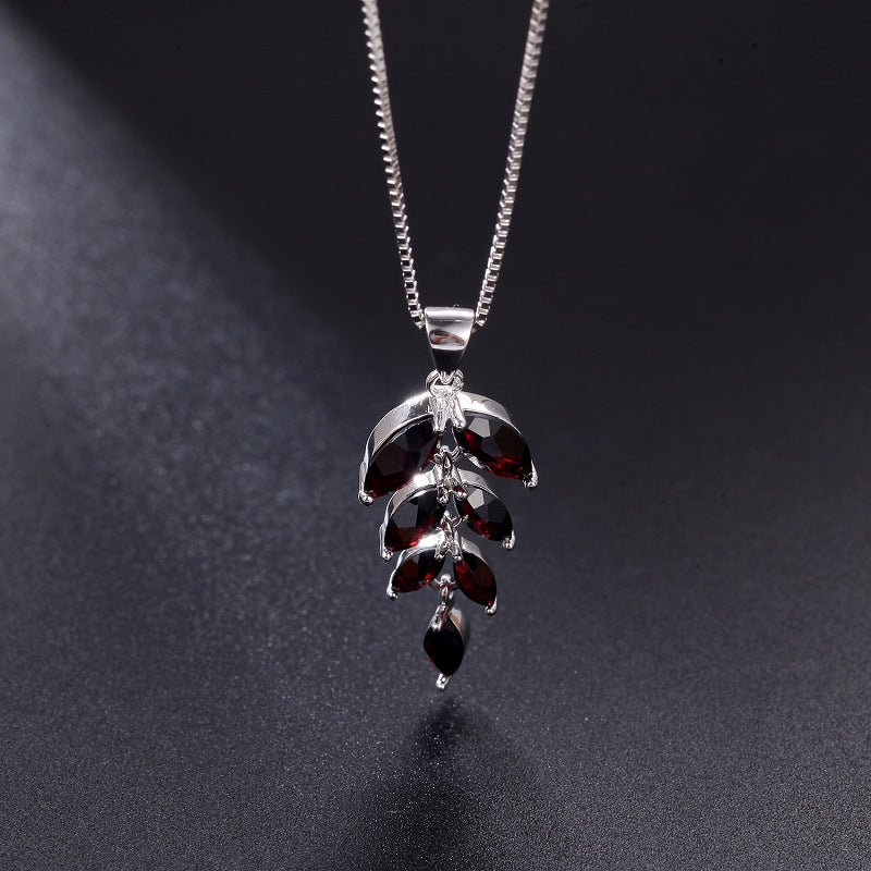 Fashionable Design Stone Necklace Pendant Niche925Sterling Silver Inlaid with Natural Gemstones and Cross Chain Pendant Necklace