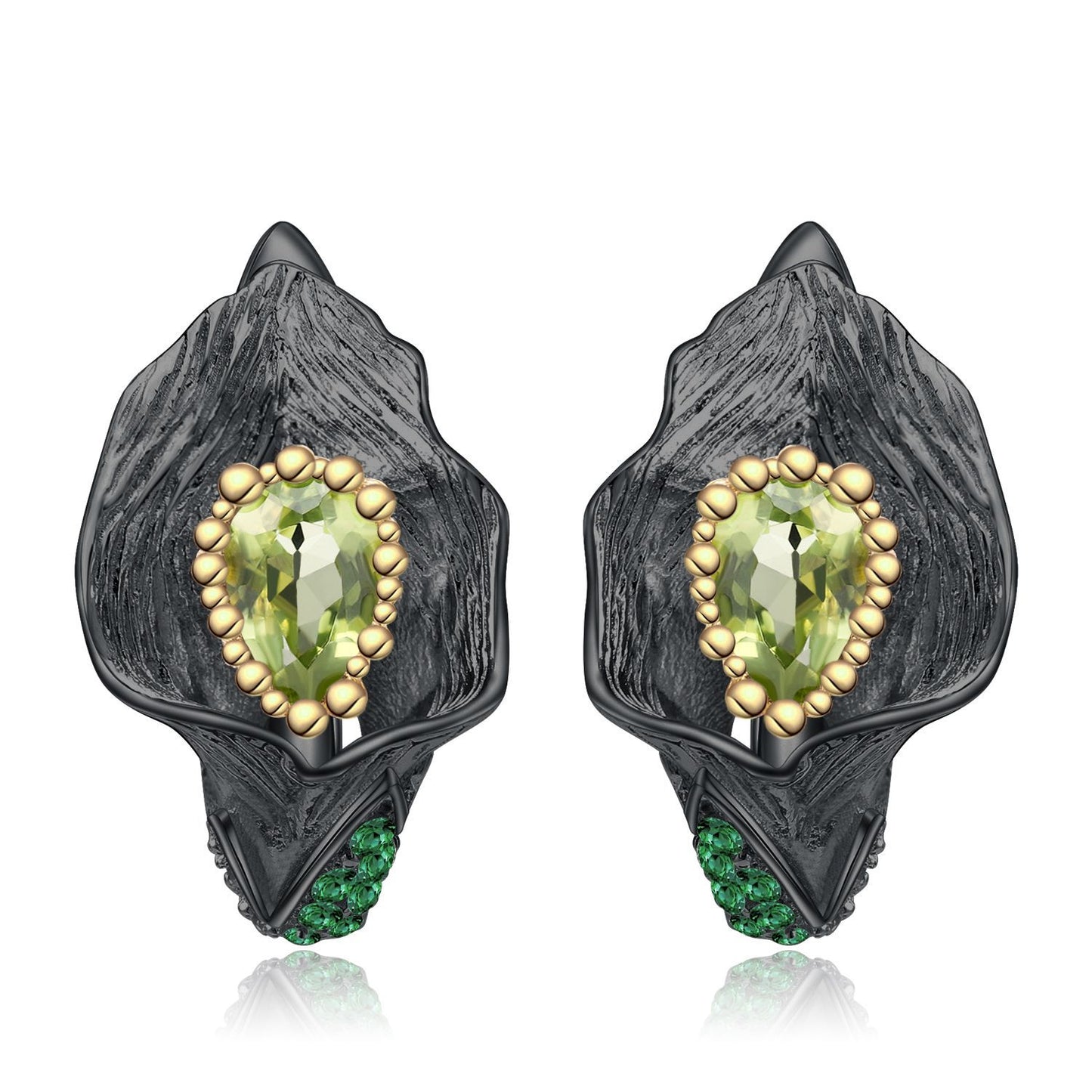 Italian Craft Designer Earrings Elegant Jewelry s925Silver Natural Peridot Stud Earrings