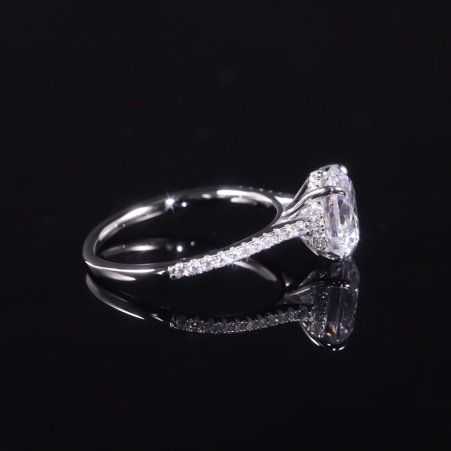 Seiko Quality Big Main Stone Ring s925Sterling Silver Ring with Moissanite2.5Carat Round Wedding Ring