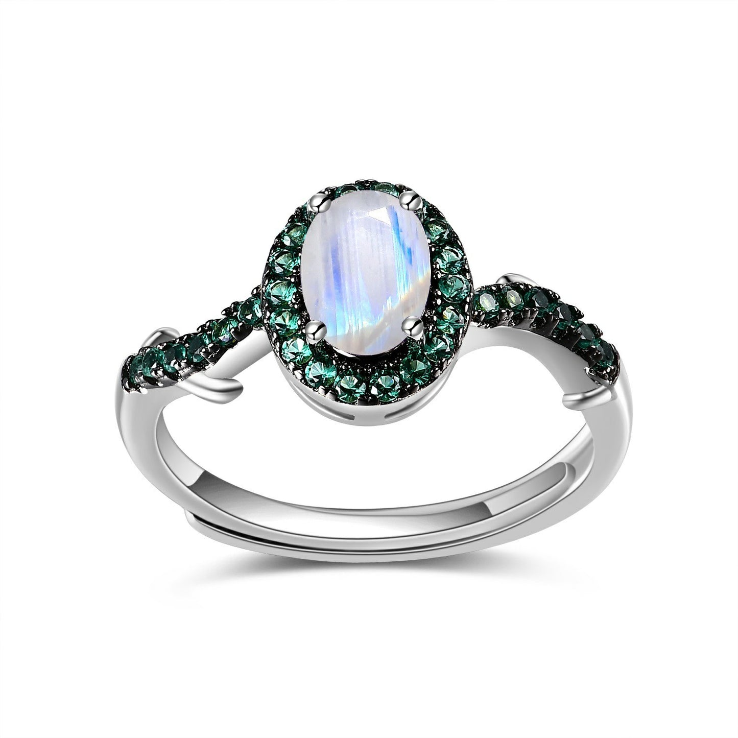 Thorn Bud Designer Adjustable Open Ring s925Silver Inlaid Natural Gemstone Amethyst Ring
